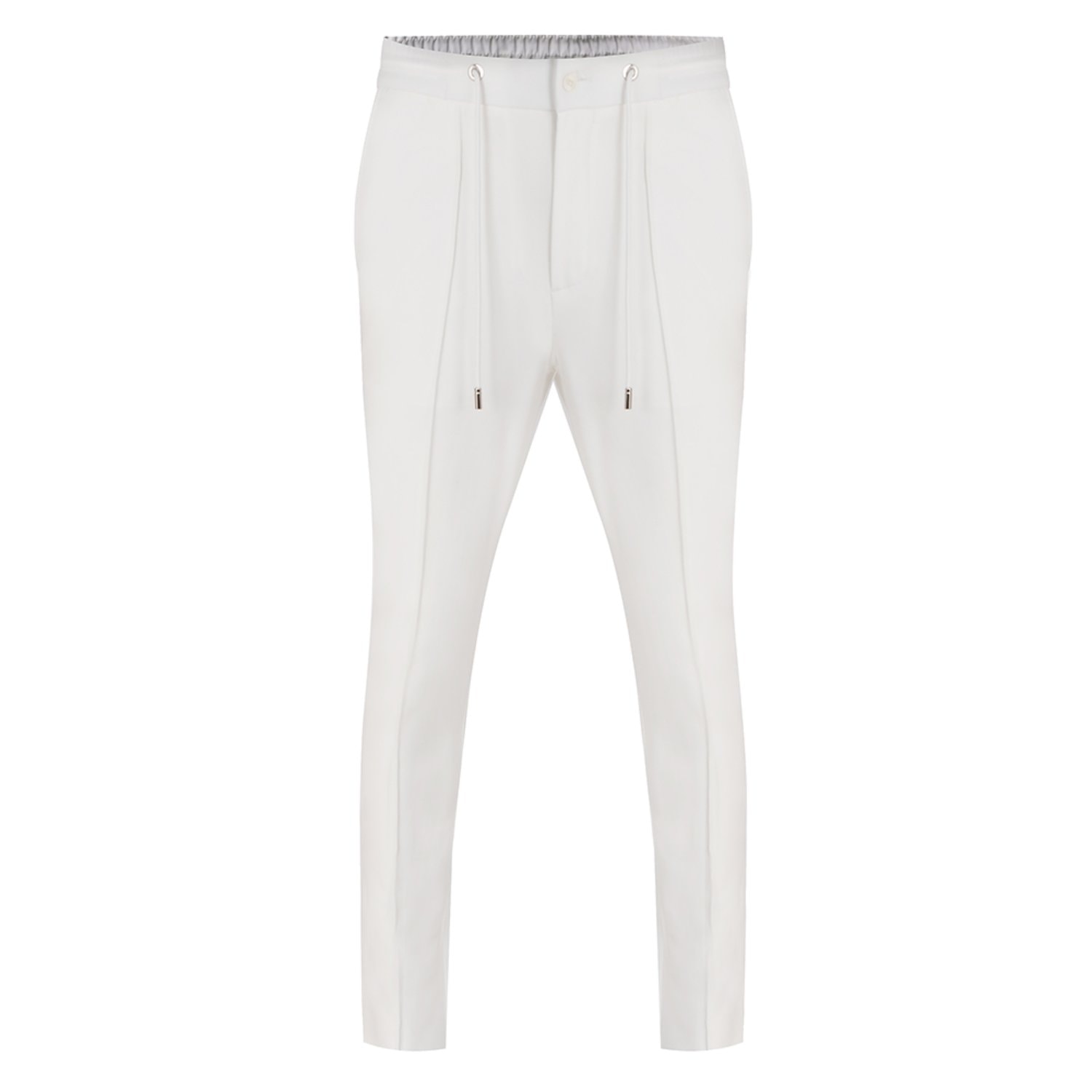 Men’s Plain Smart Drawstring Trousers - White 32" David Wej