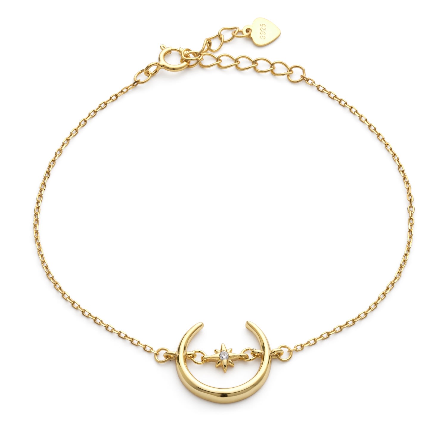 Women’s Gold Crescent Moon & Star Bracelet Elk & Bloom - Everyday Fine Jewellery