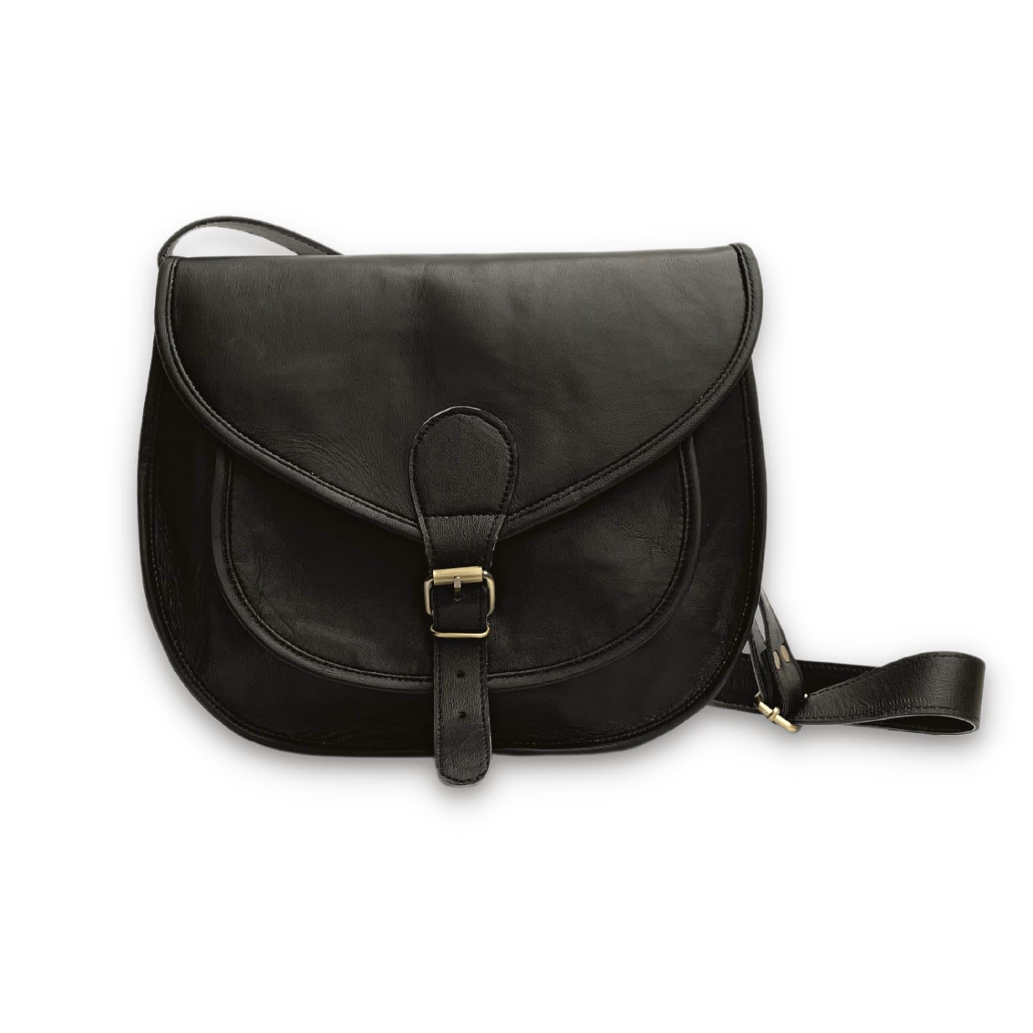 Women’s Black Leather Saddle Bag-Large Vida Vida