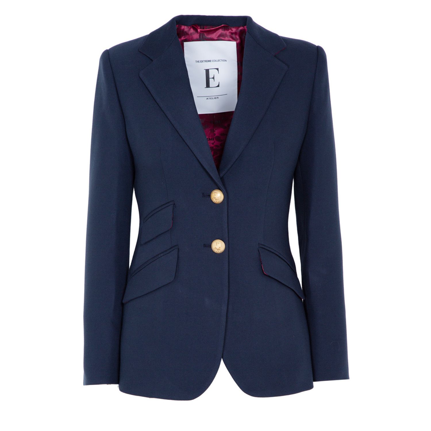 Women’s Blue Single Breasted Premium Crepe Navy Blazer With Pockets Agneta Extra Small The Extreme Collection