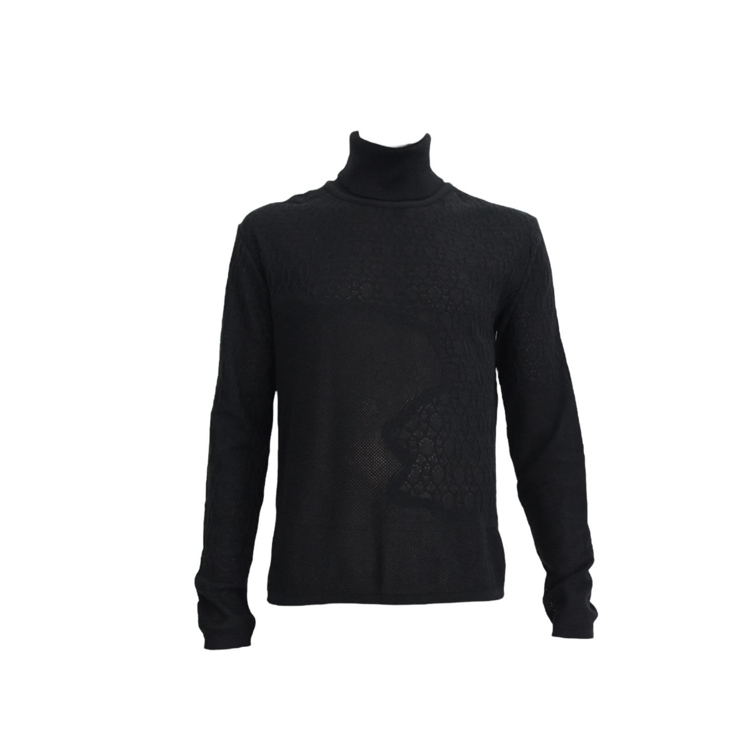 Men’s Black Raven Engraving Turtleneck Sweater Large Maria Aristidou
