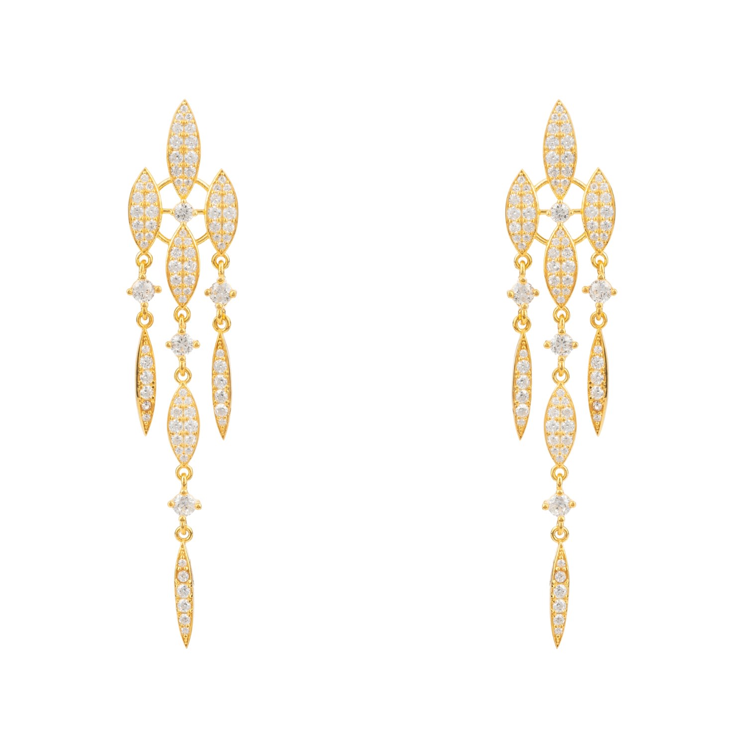 Women’s Gold / White Valencia Statement Drop Earring White Cz Gold Latelita