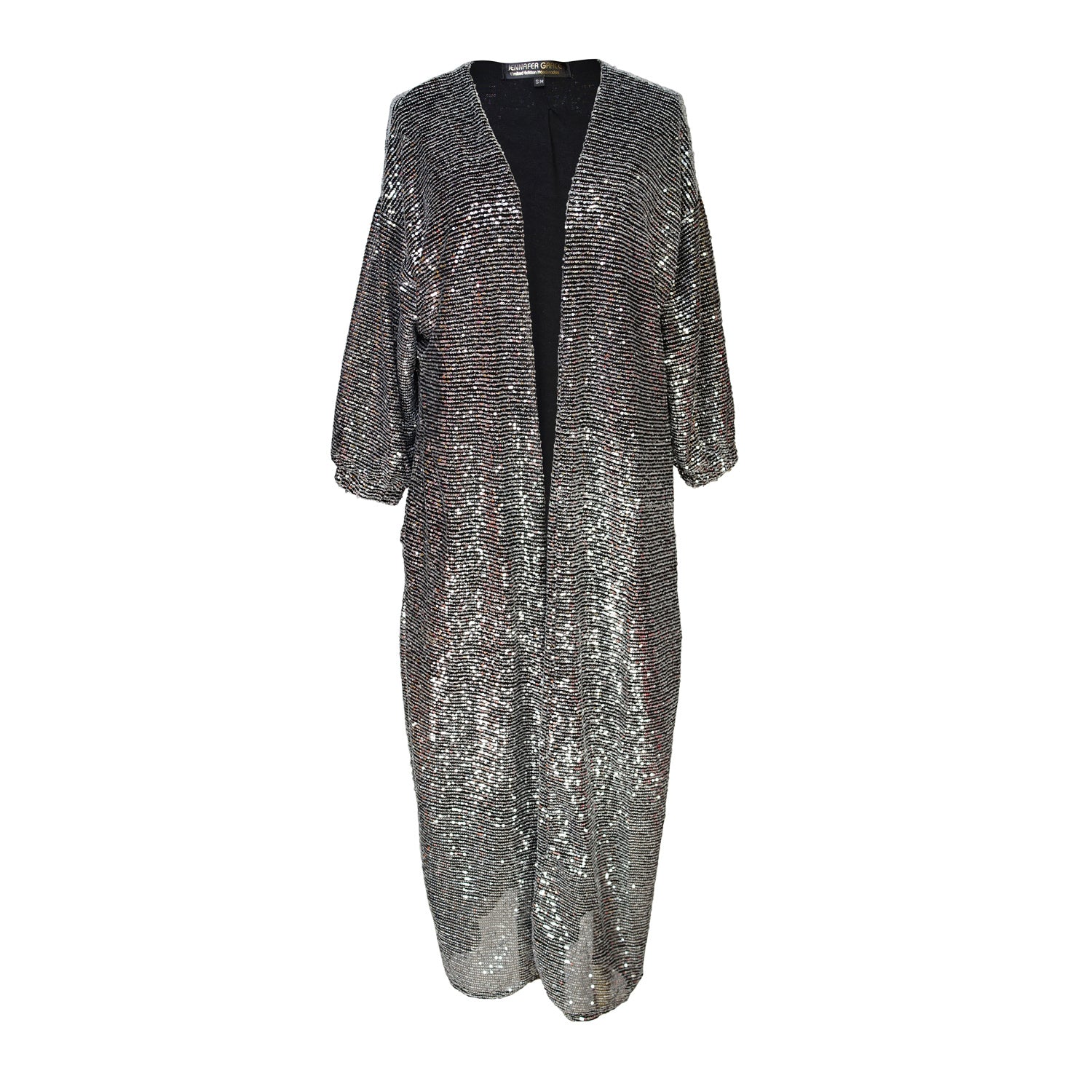 Women’s Moonstone Noir Sequin Cocoon Jacket S/M Jennafer Grace