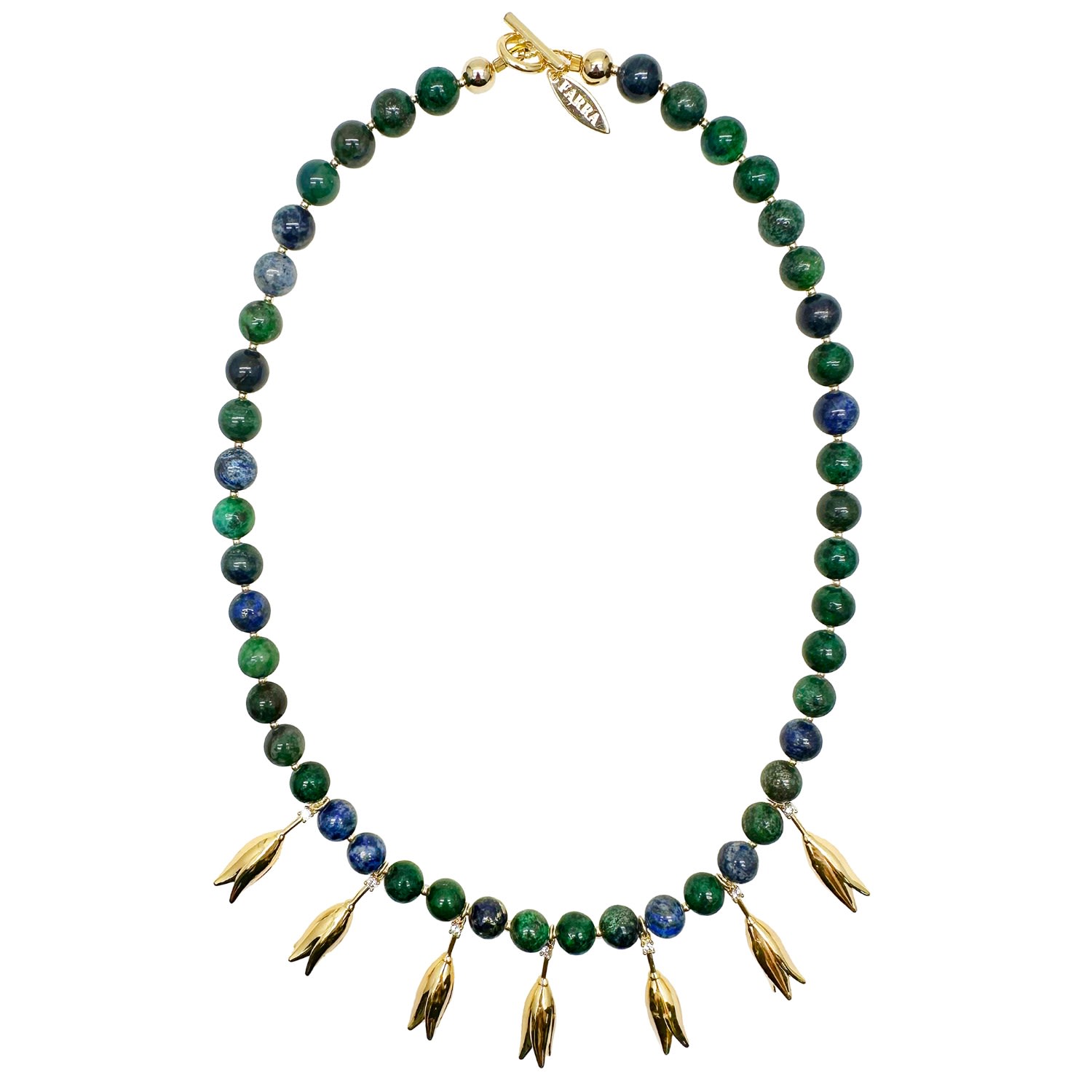 Women’s Green Phoenix Lapis With Flower Pendants Statement Necklace Farra