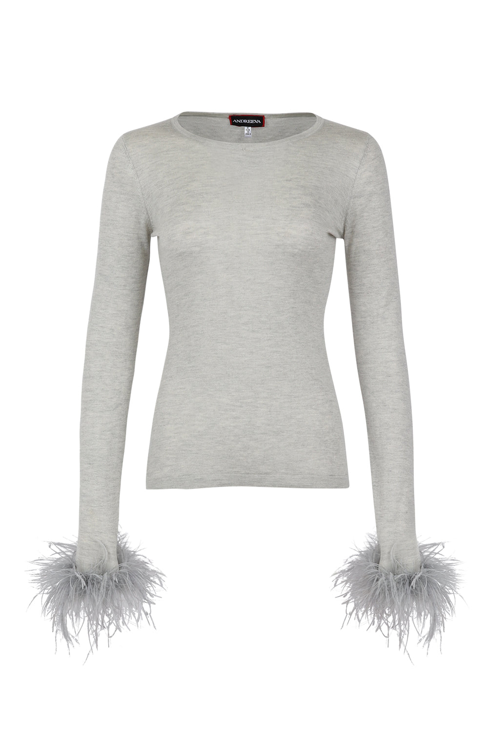 Women’s Grey Cashmere Top With Detachable Feather Cuffs Small Andreeva