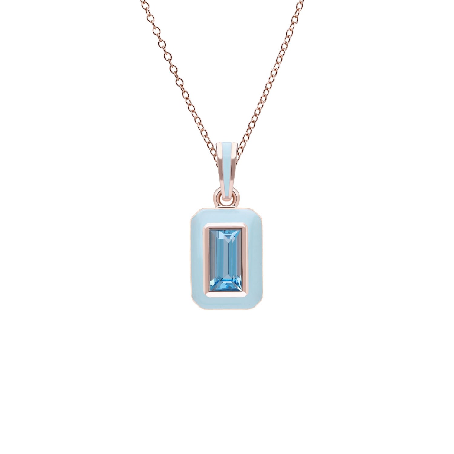 Women’s Blue Enamel & Swiss Blue Topaz Pendant In Rose Gold Plated Sterling Silver Gemondo