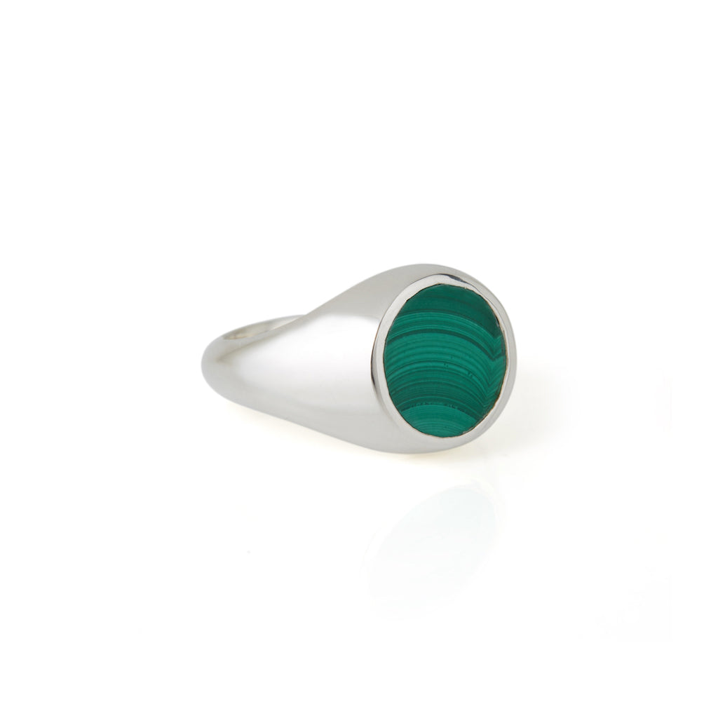 Women’s Green / Silver Reflection Mini Ring Silver Malachite Rachel Entwistle Jewellery