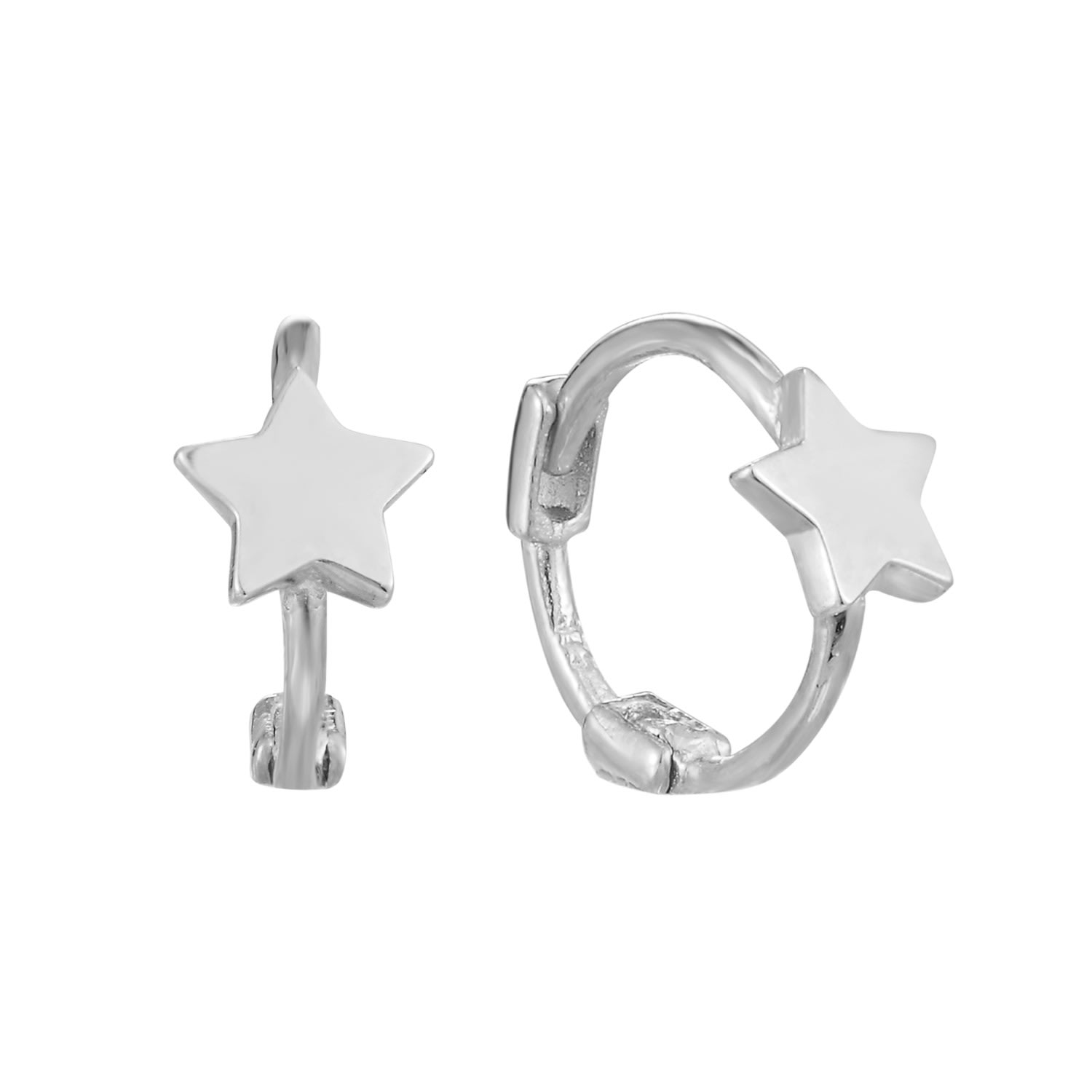 Women’s Ecoated Sterling Silver Tiny Star Huggie Earrings Seol + Gold