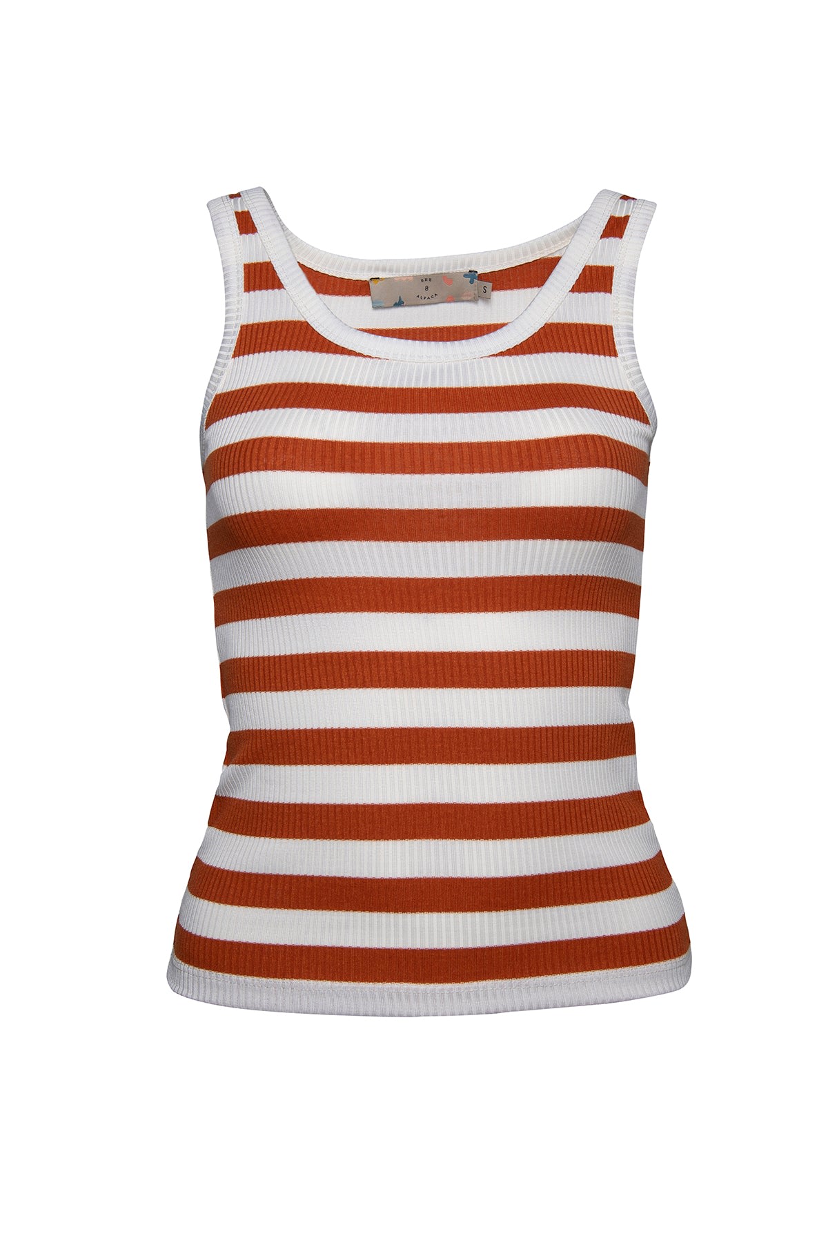 Women’s Yellow / Orange Striped Ribbed Vest Tank Top - Dark Orange Large Bee & Alpaca