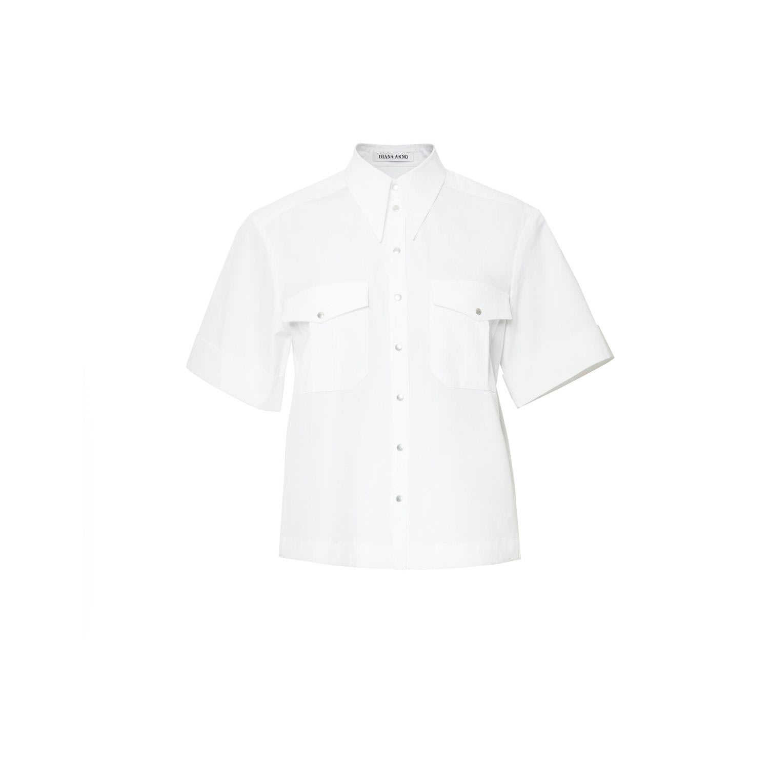 Women’s April Short-Sleeved Blouse In Pure White Medium Diana Arno