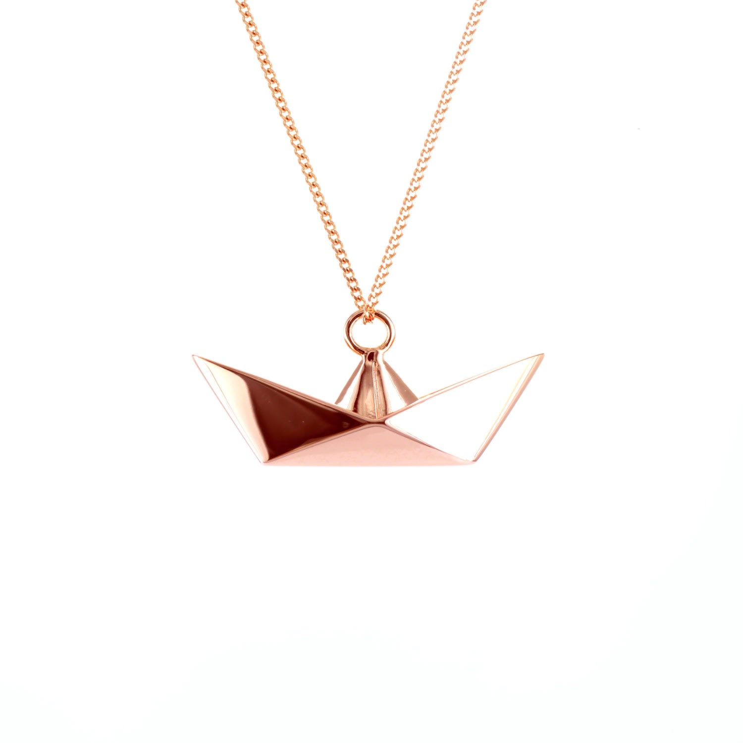Women’s Boat Necklace Rose Gold Origami Jewellery