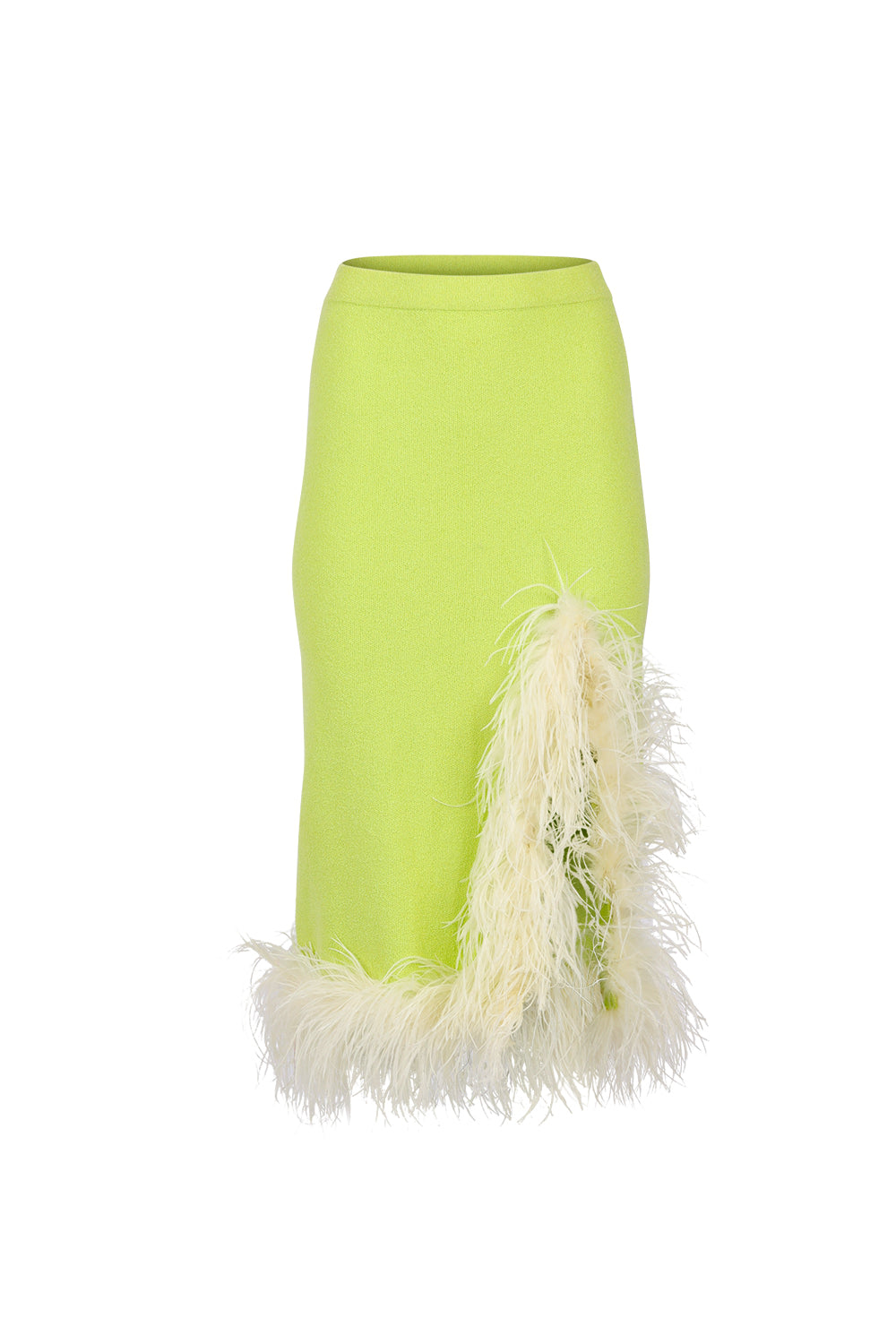 Women’s Green Lime Knit Skirt With Feathers Extra Small Andreeva