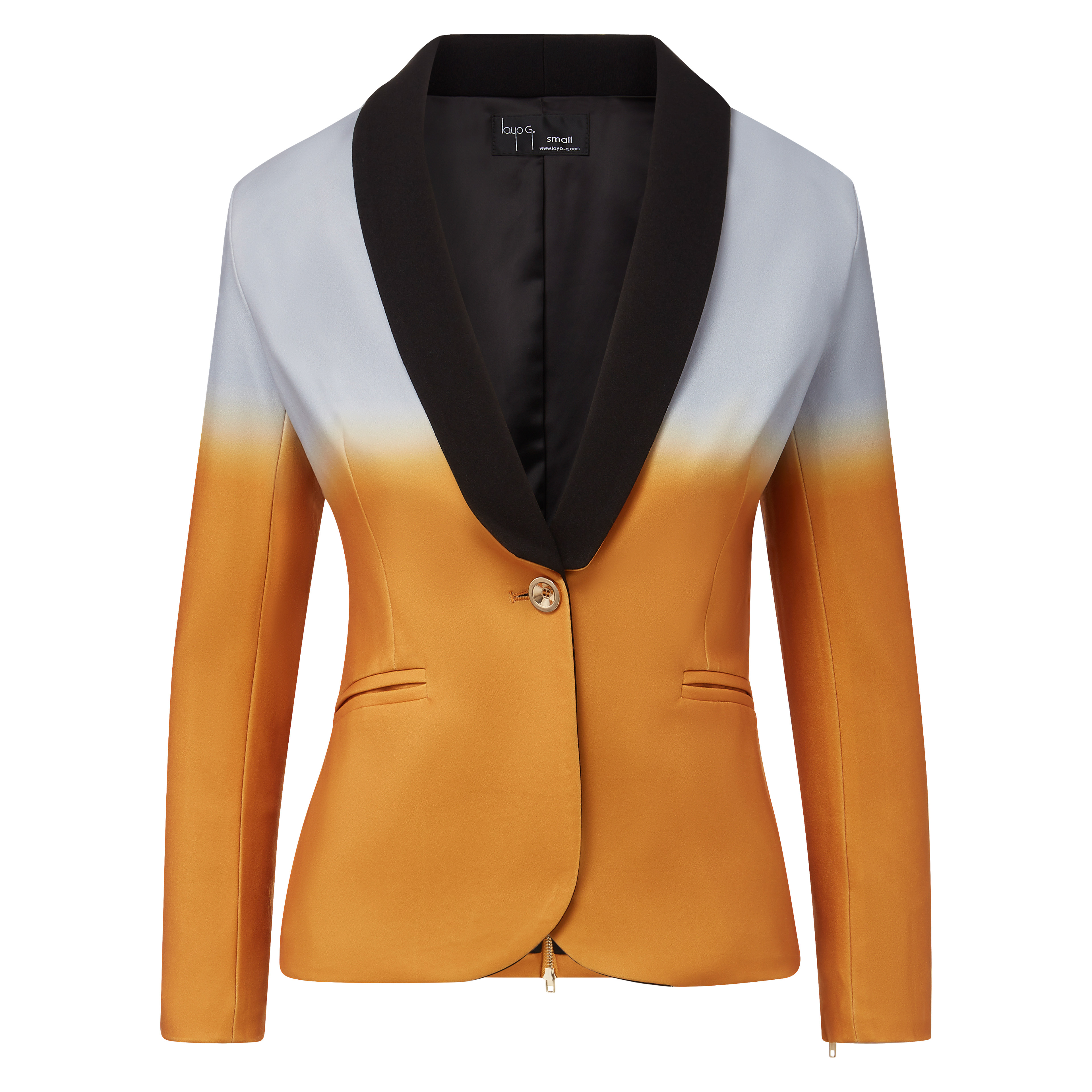 Women’s Grey / Yellow / Orange Rebellious Ombre Stretch Blazer - Mustard Gold Ombre Medium Layo G