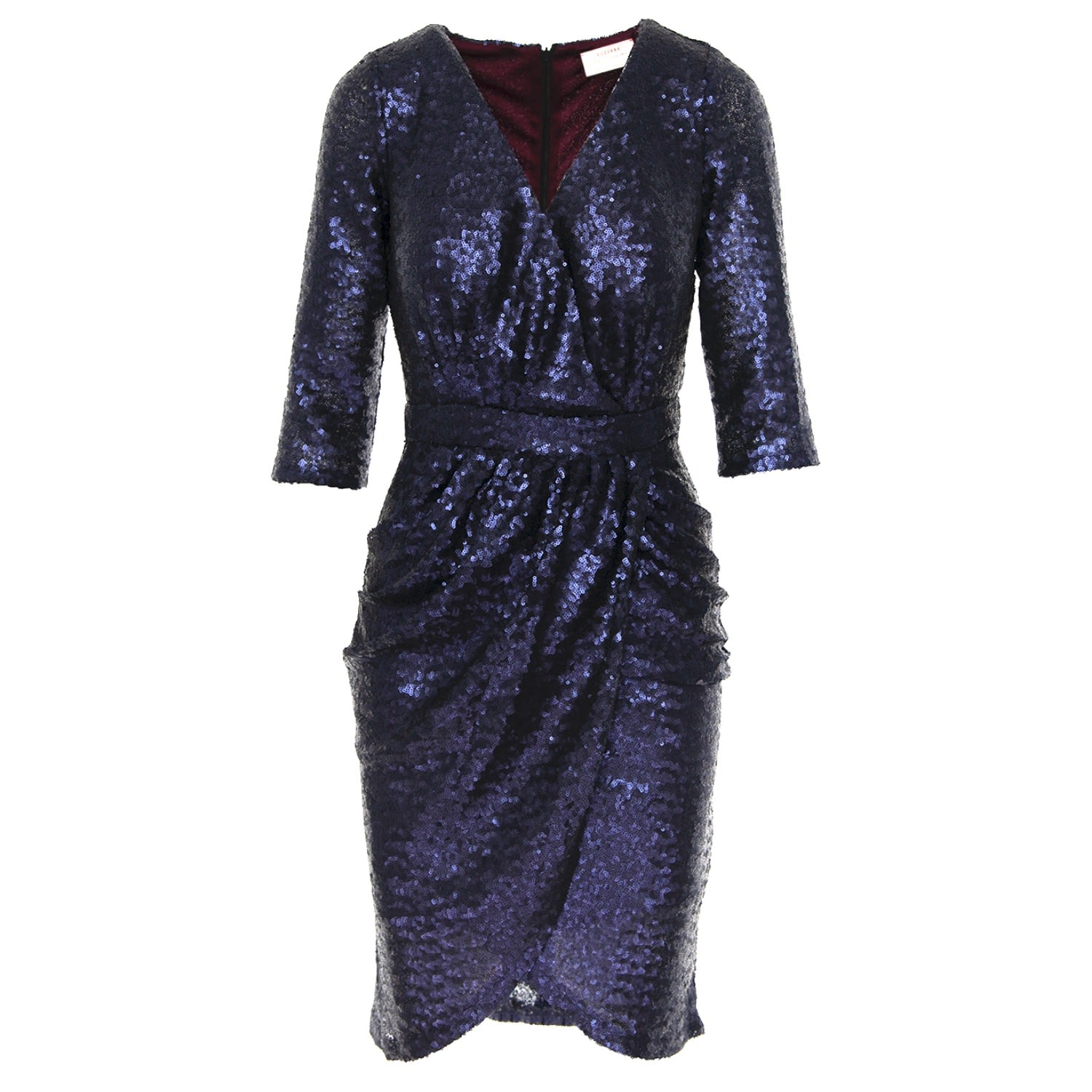 Women’s Blue Dubai Wrap Sequin Midi Dress In Navy Large Roserry