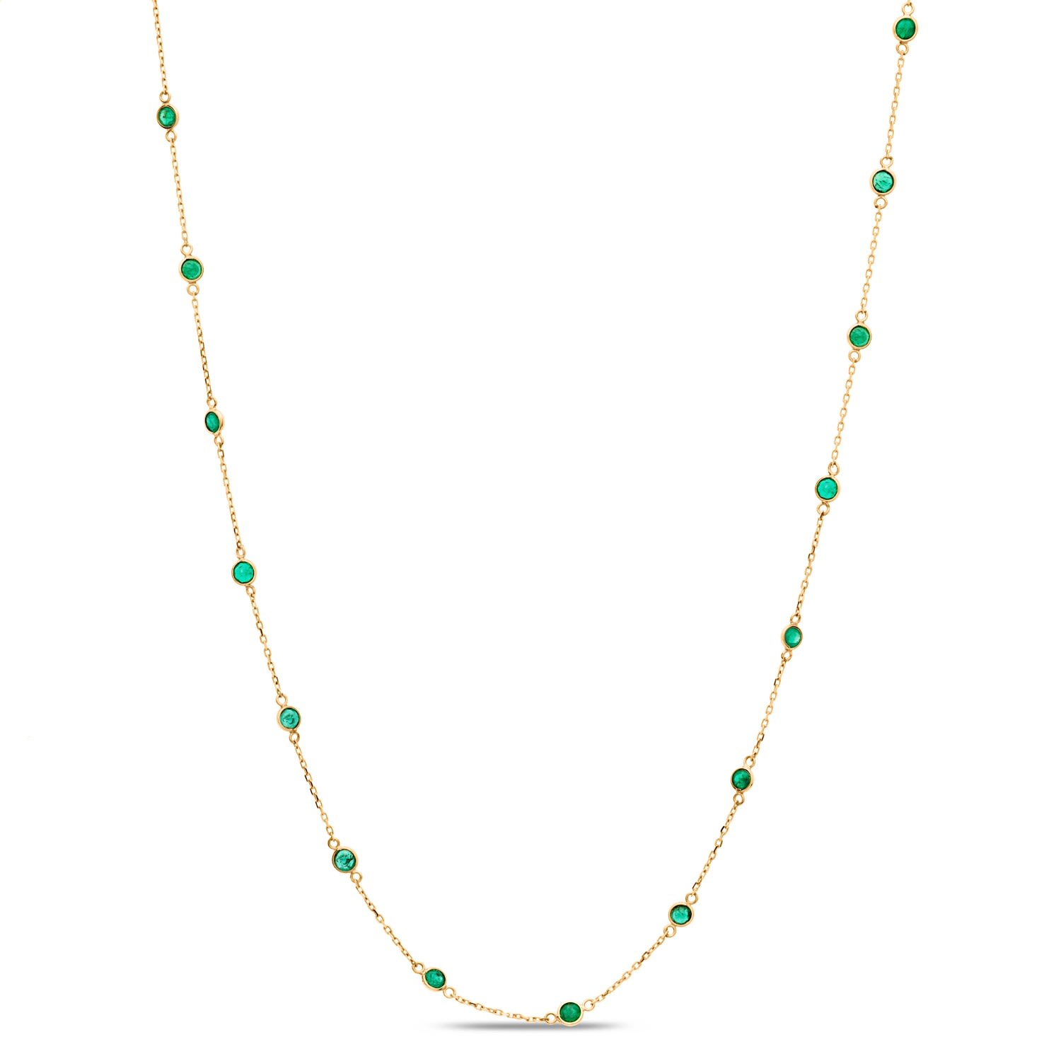 Women’s Green Emerald Fin Long Necklace In 18K Yellow Gold Tresor Collection