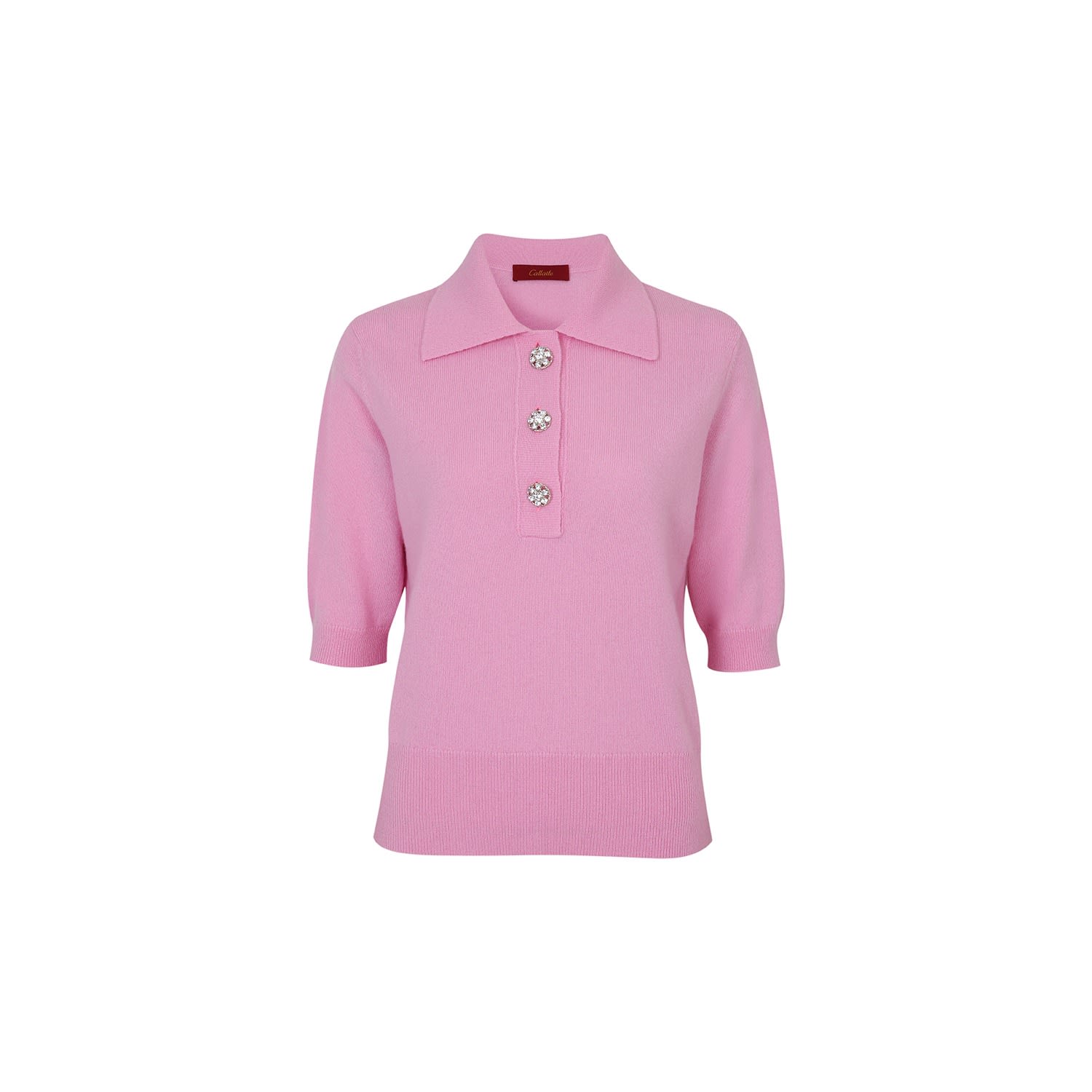 Women’s Pink / Purple Crystal-Embellished Cashmere Polo Sweater, Pink Small Callaite