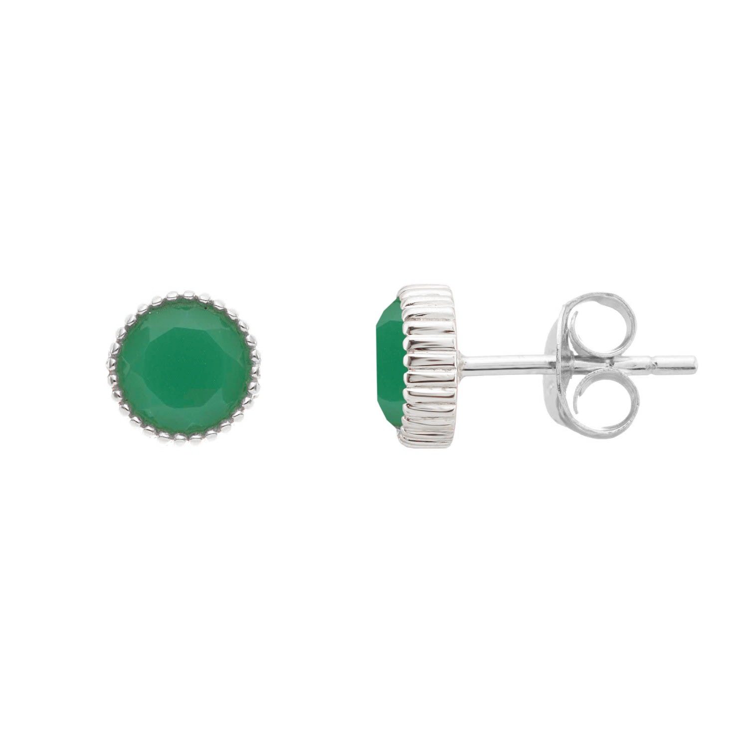 Women’s Green / Silver Barcelona Silver May Birthstone Stud Earrings Chrysoprase Auree Jewellery