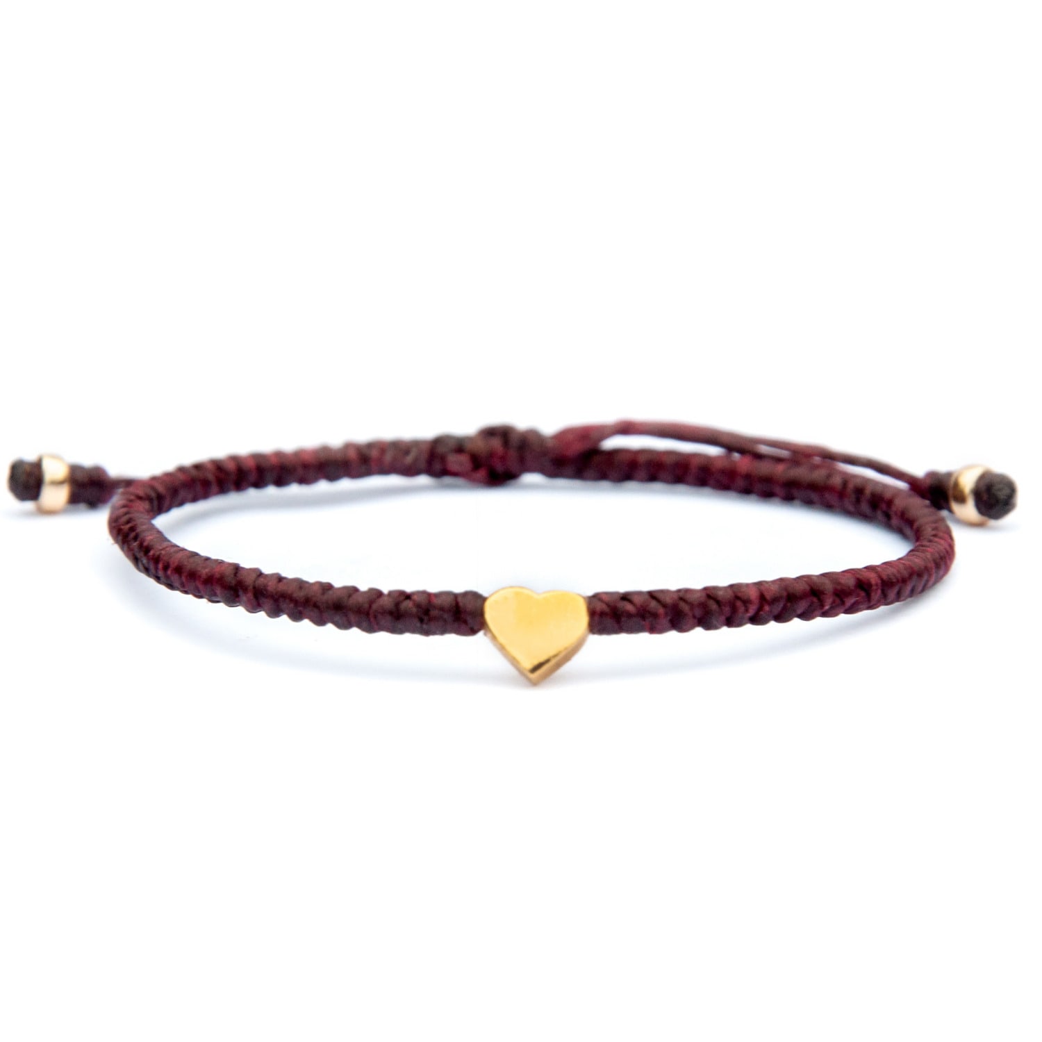 Women’s Valentino Wine Red Adjustable Dainty Bracelet With Gold Vermeil Heart Bead Harbour Uk Bracelets