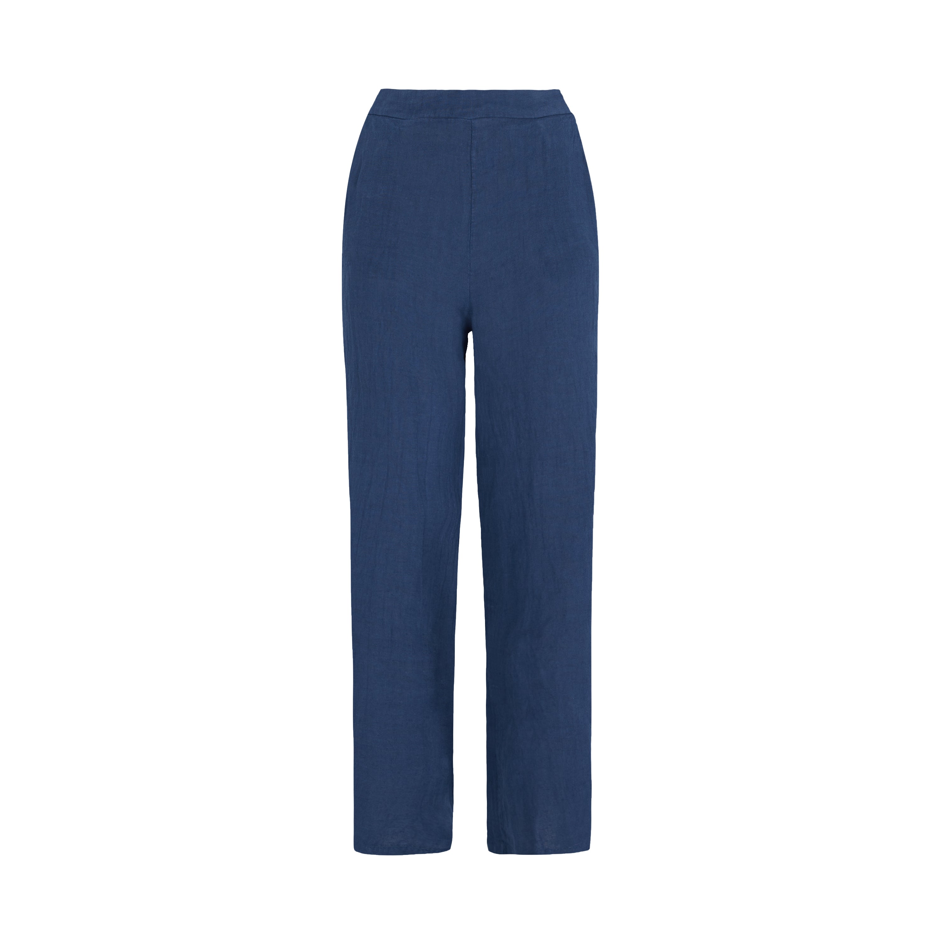 Women’s Blue Wide Leg Linen Trousers - Navy Extra Small James Lakeland