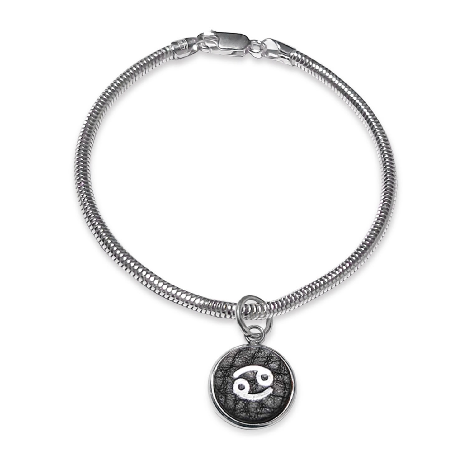 Women’s Black Cancer Zodiac Astrolab Leather & Sterling Silver Bracelet N’damus London