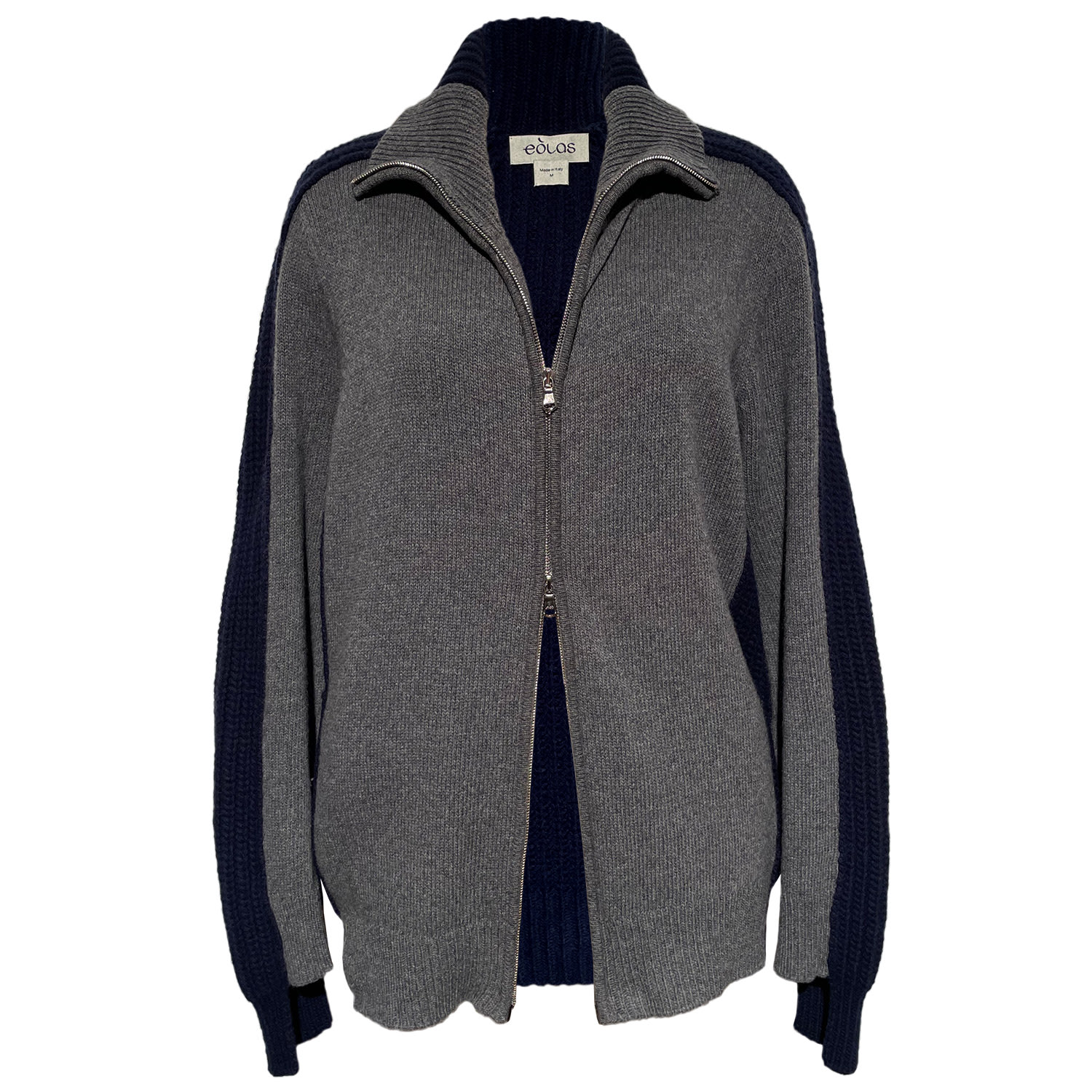 Women’s Grey Dakota Gray Zip Front Cardigan In Recycled Cashmere & Recycled Wool Small Eolas