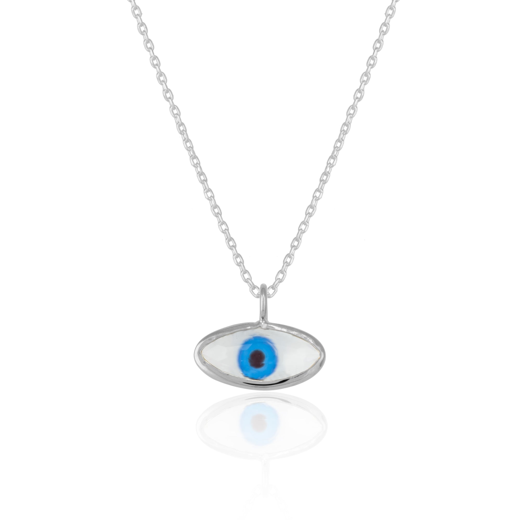 Women’s Transparent Glass Evil Eye Sterling Silver Necklace - Silver Spero London