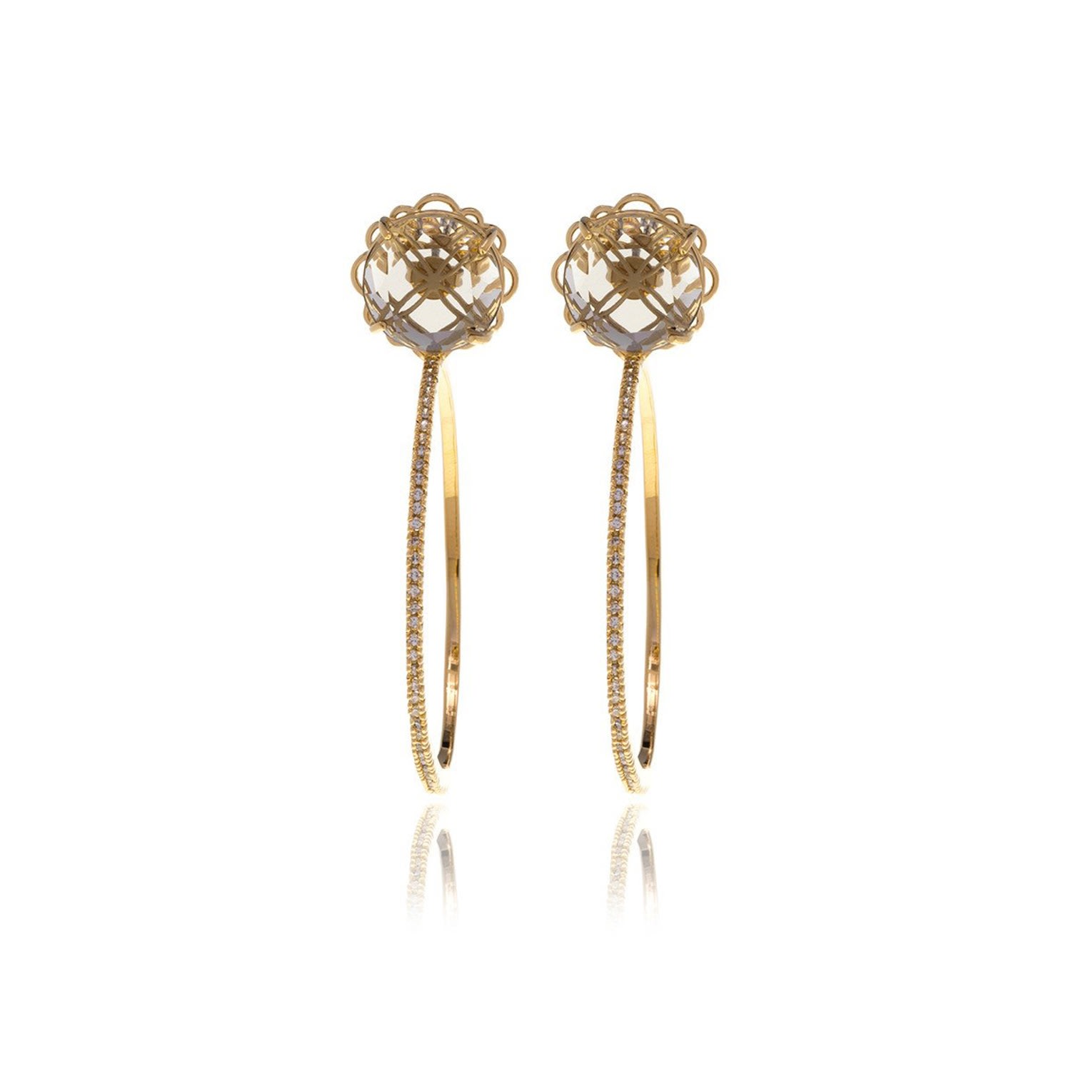 Women’s Gold Signature Diamond Cut Hoops Crystal Earrings Georgina Jewelry