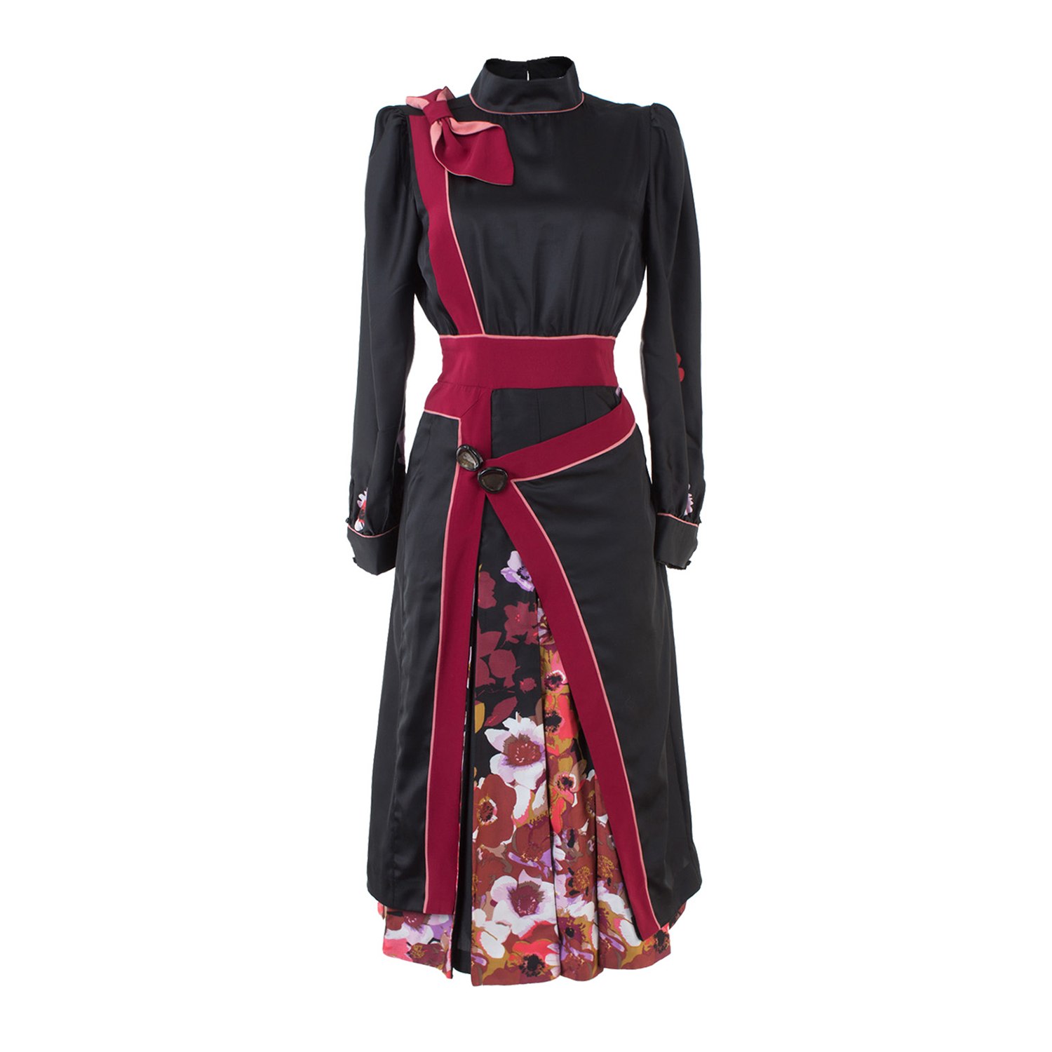 Women’s Black Floral Printed Silk Midi Dress Extra Small Rua & Rua