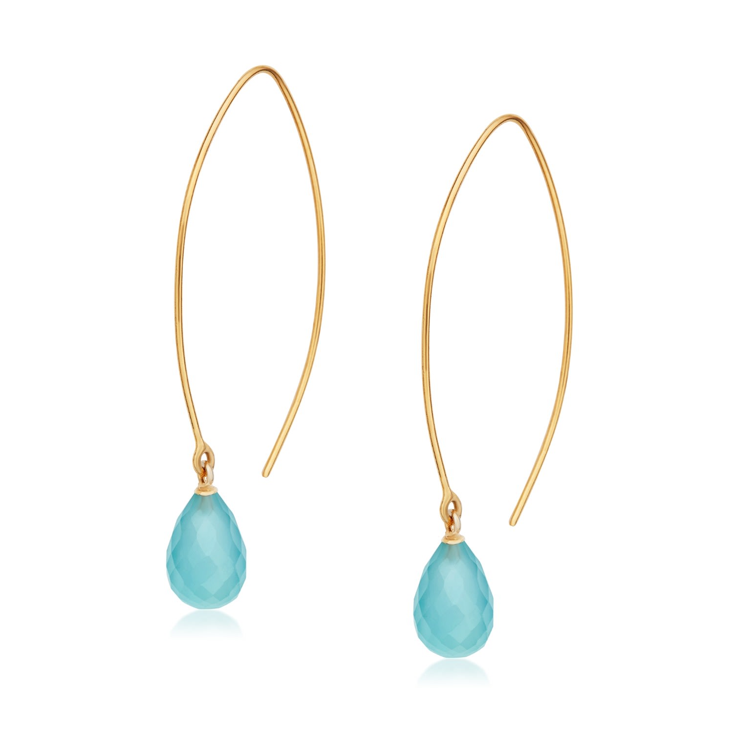 Women’s Gold / Blue Jewel Drop Hoops - Sea Blue Preeti Sandhu