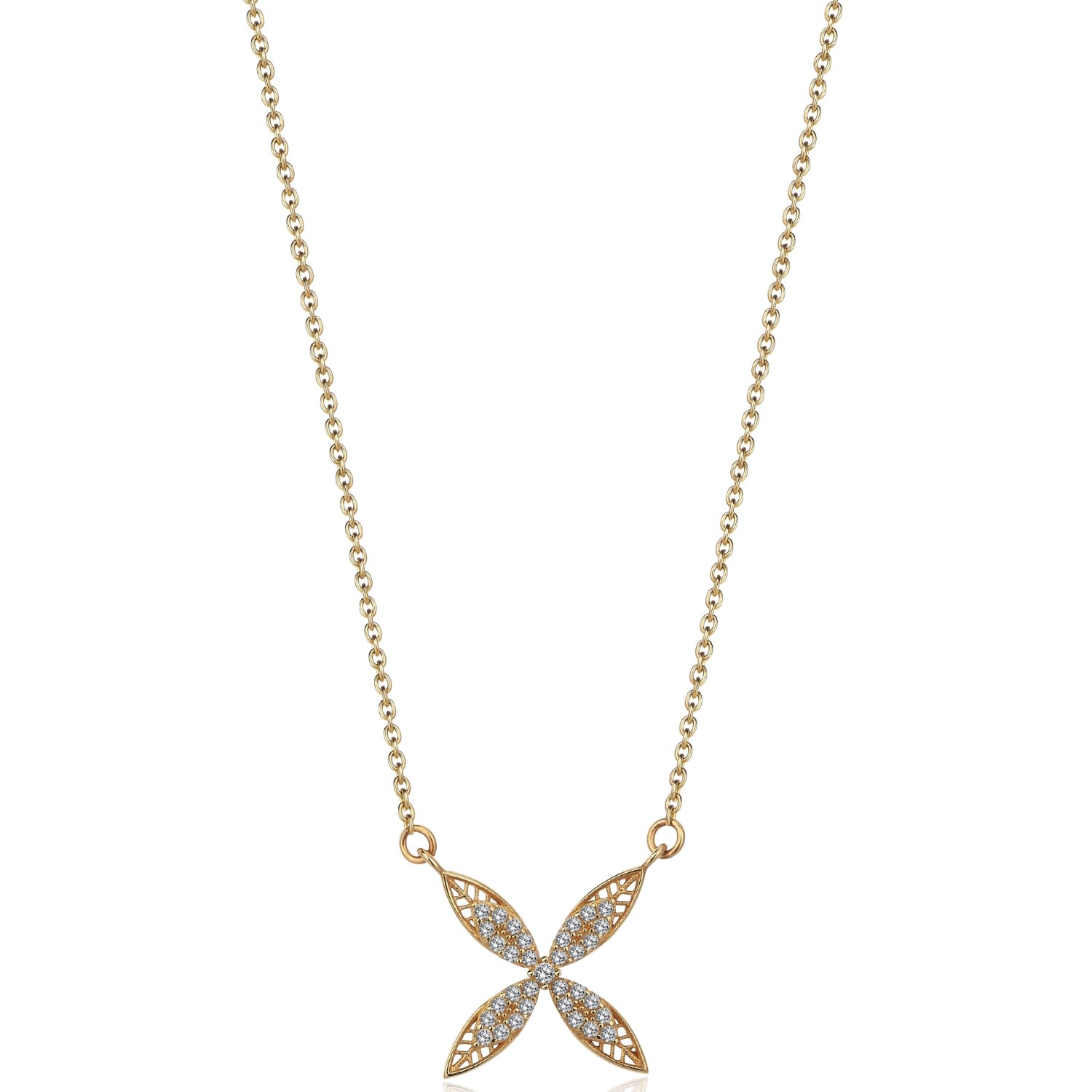 Women’s Gold / White Lotus Flower Necklace In 14K Gold Odda75