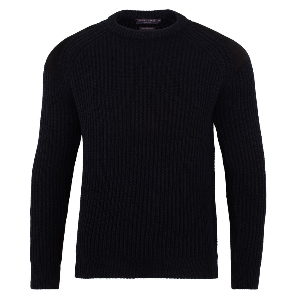 Men’s Chunky British Wool Hardy Ribbed Shooting Jumper - Black Extra Large Paul James Knitwear