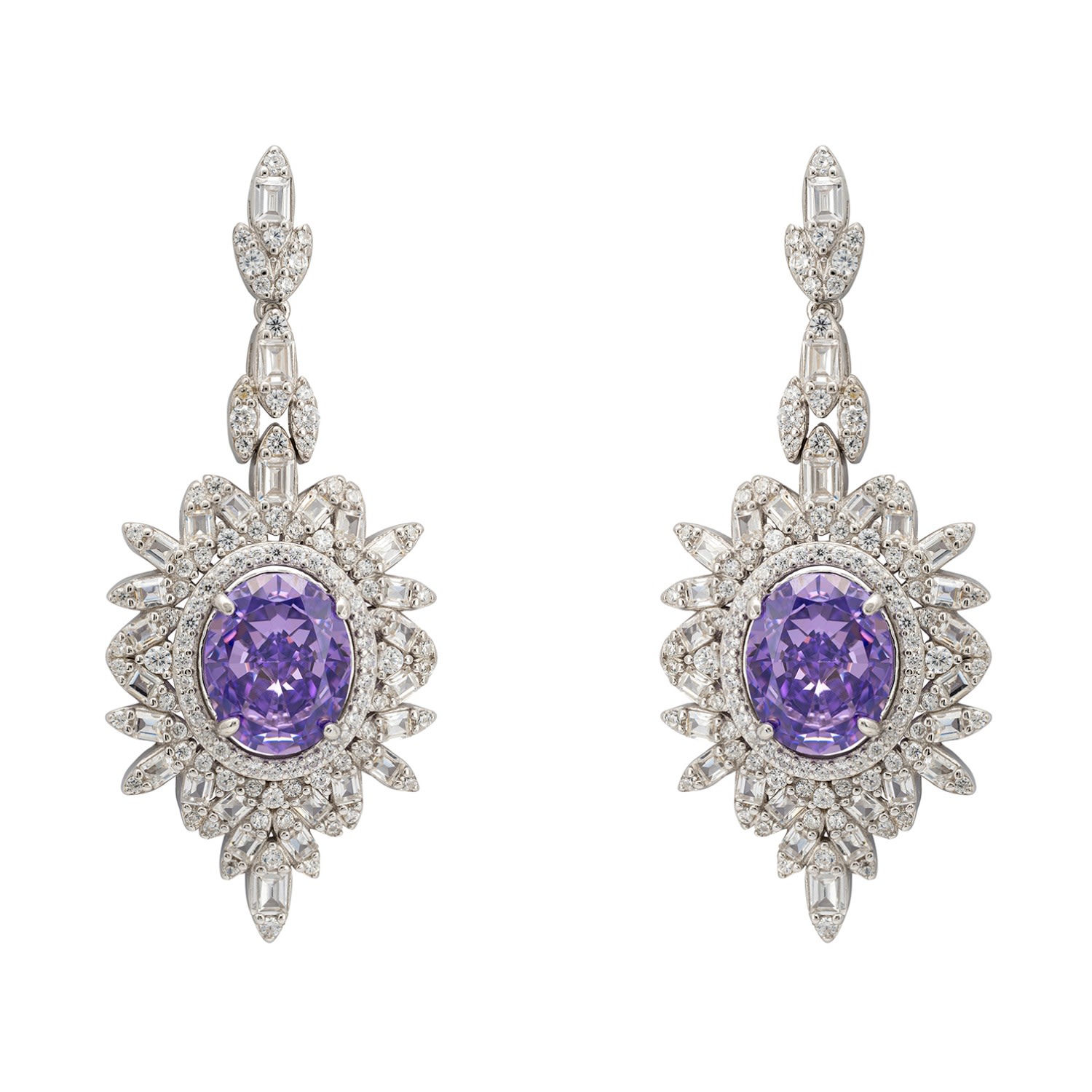 Women’s White / Pink / Purple Arabesque Splendor Drop Earrings Lilac Amethyst Silver Latelita