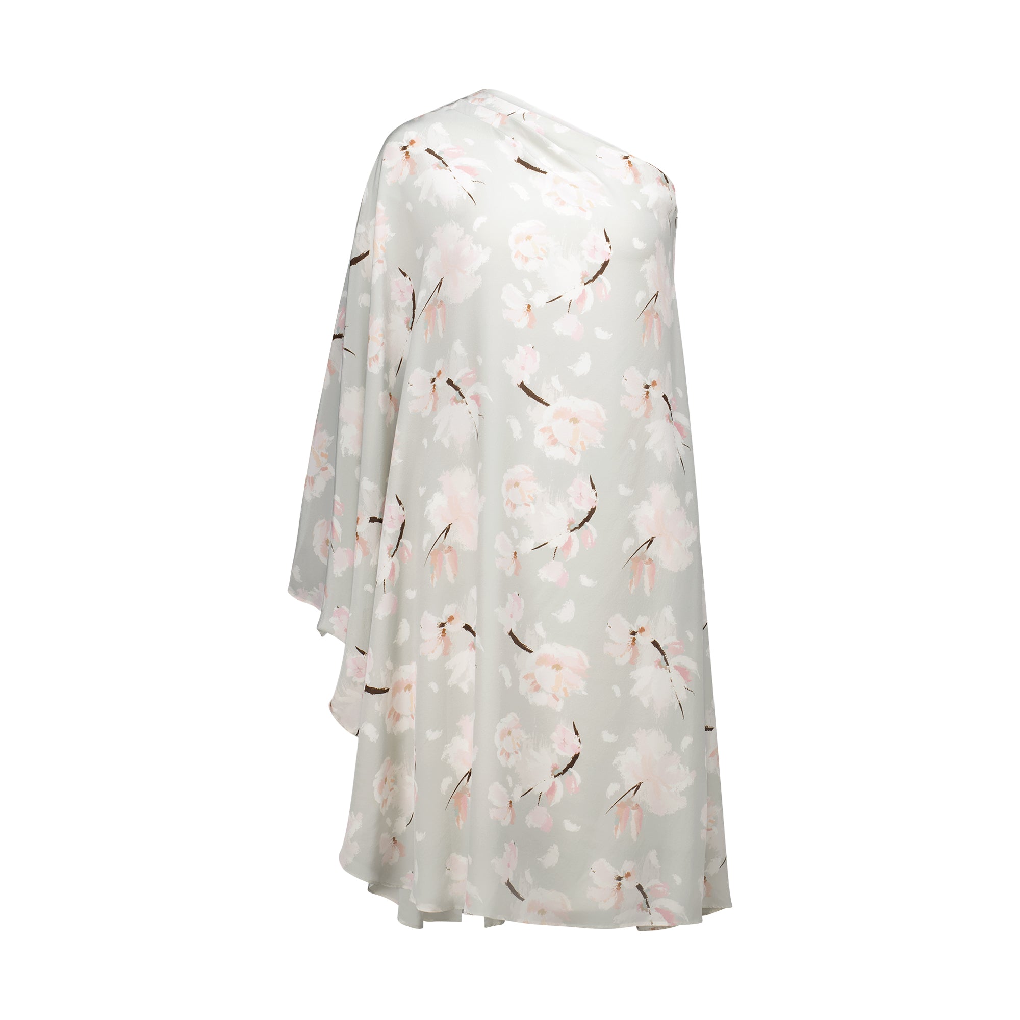 Women’s Anahita One-Shoulder Pure Silk Kaftan Sakura Print Medium Mera Silk
