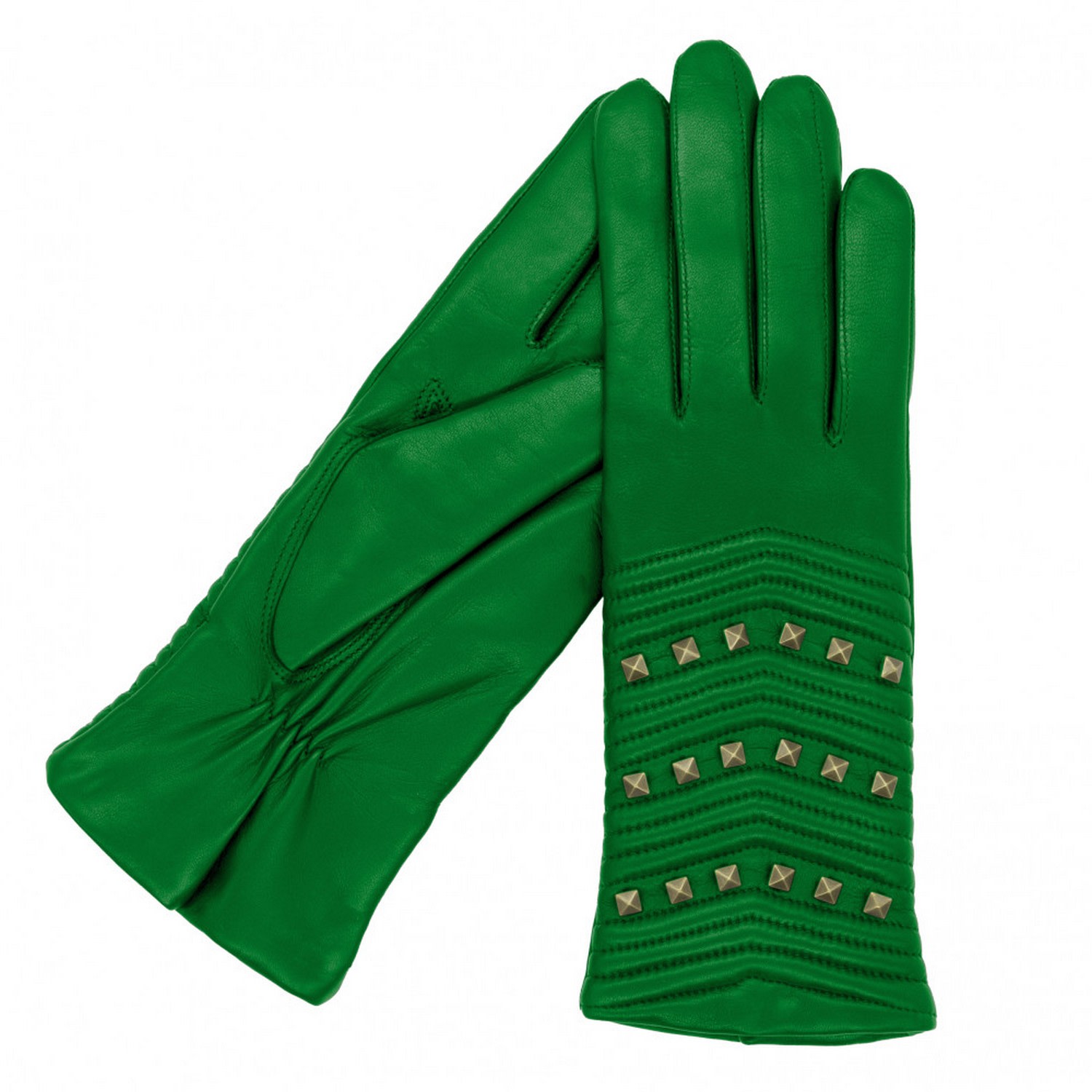 Zoe / Women Leather Gloves - Green 8.5" Karma Leather Gloves