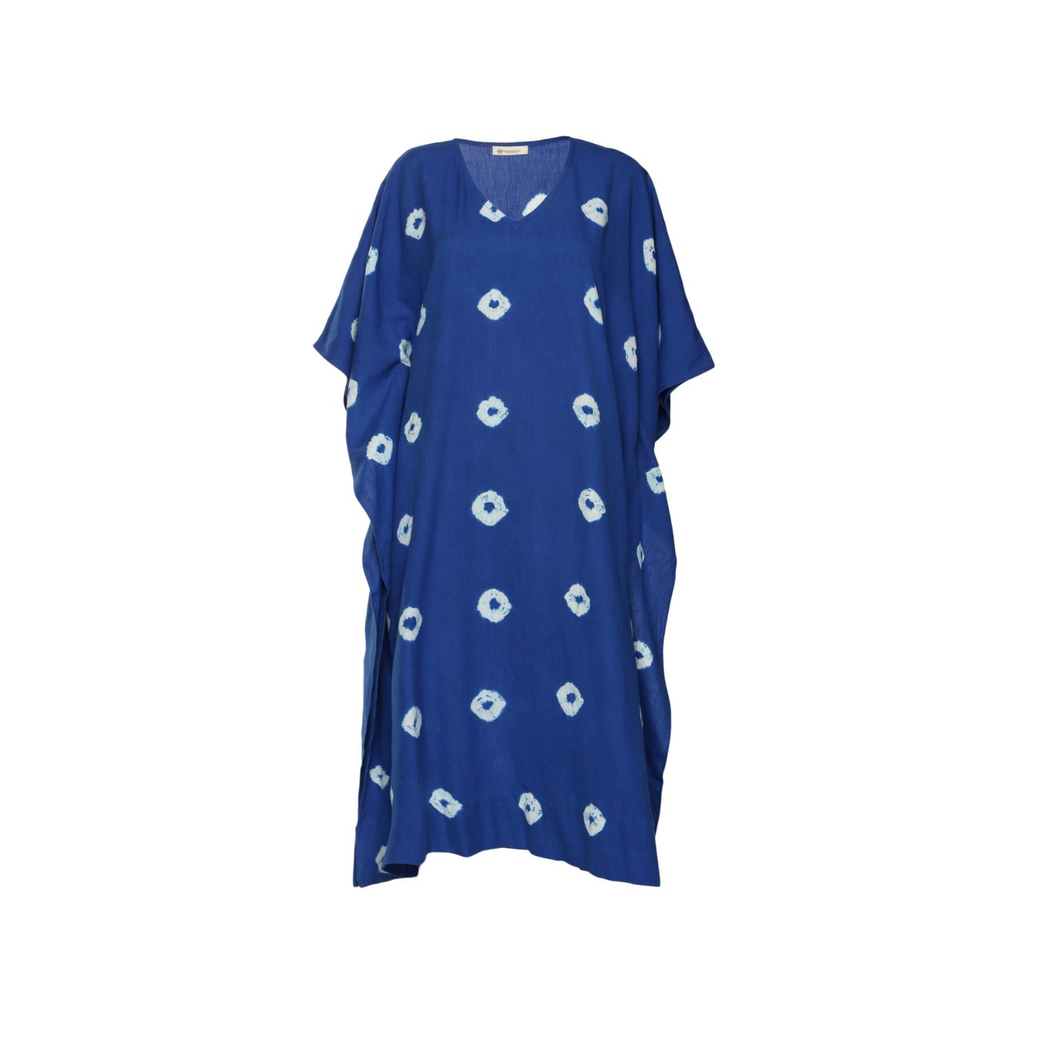 Women’s Handwoven Cotton Sapphire Blue Kaftan Dress One Size Heritagemoda