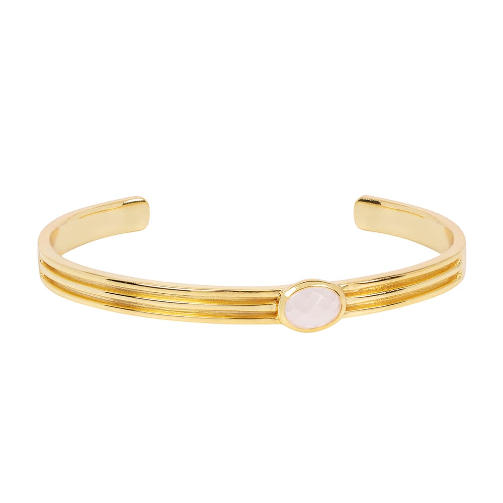 Women’s Gold / Pink / Purple Athena Gold Cuff Bracelet With Rose Quartz Amadeus