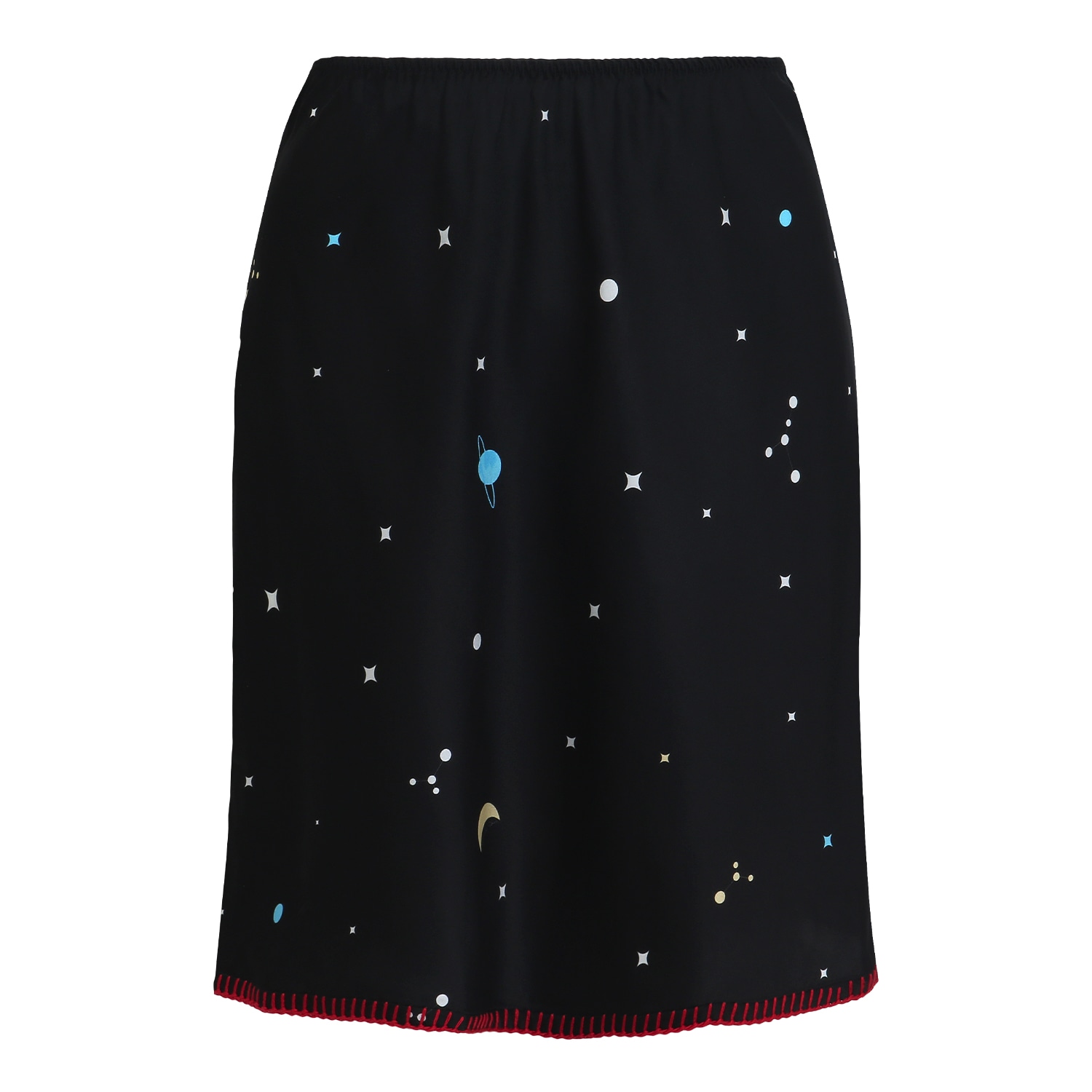 Women’s Black Galaxy Edition Silk Mini Skirt Small Not Just Pajama