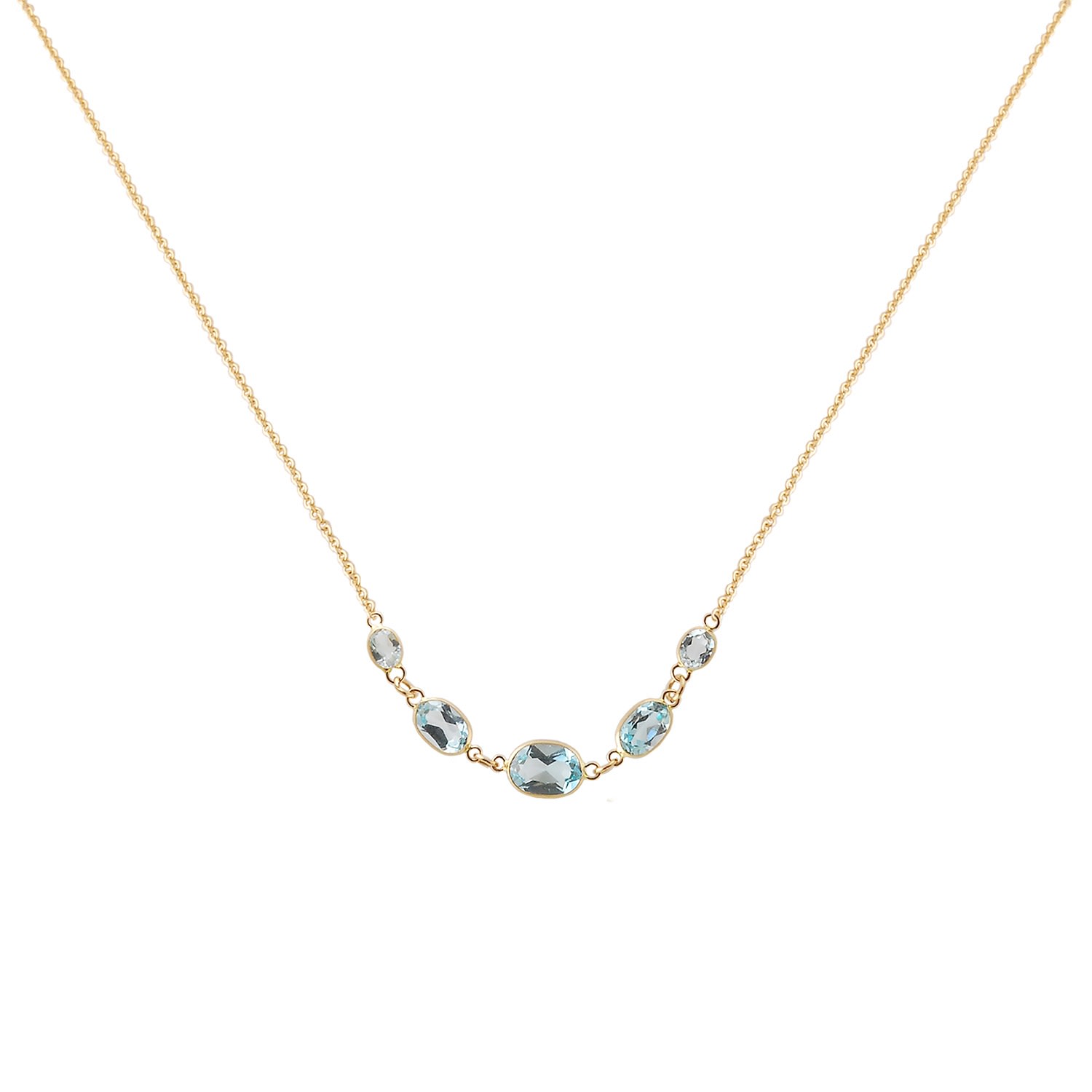 Women’s Gold / Blue Five Stone Bezel Set Blue Topaz Necklace In 14K Yellow Gold Amy Gambill Designs