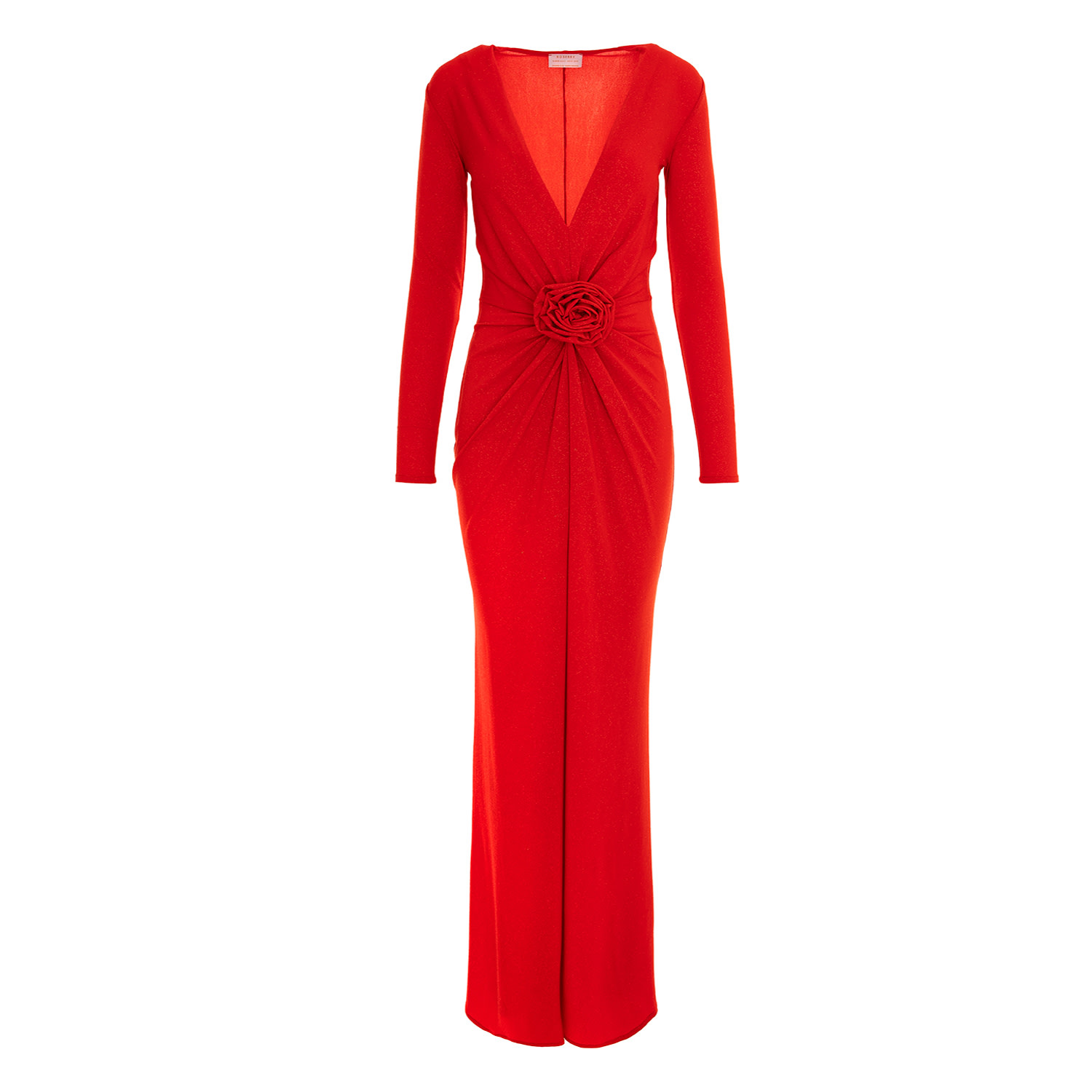 Women’s Mallorca Lurex Jersey Maxi Dress With Fixed Rosette Detail In Red M/L Roserry