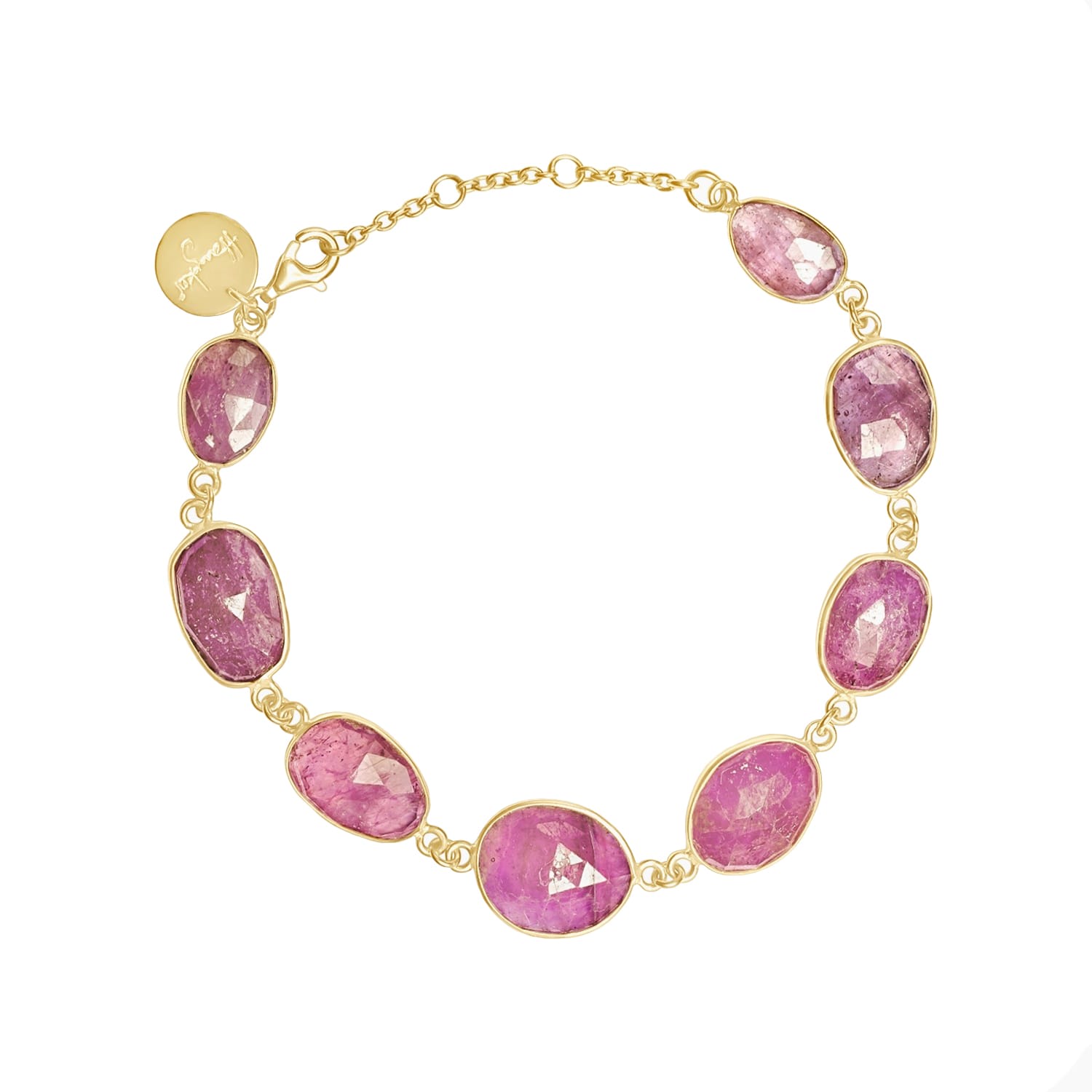 Women’s Pink / Purple / Gold Pink Sapphire Gold Bracelet Hany Koi