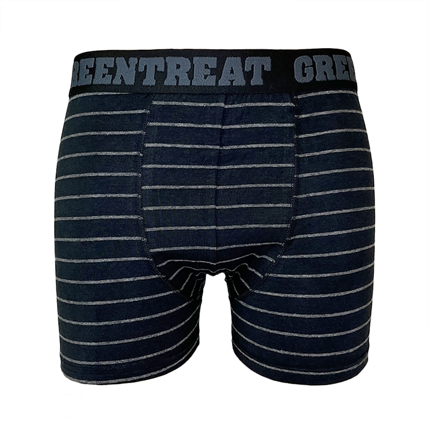 Black / Grey Men’s Boxers, Black, Charcoal Stripe Small Greentreat