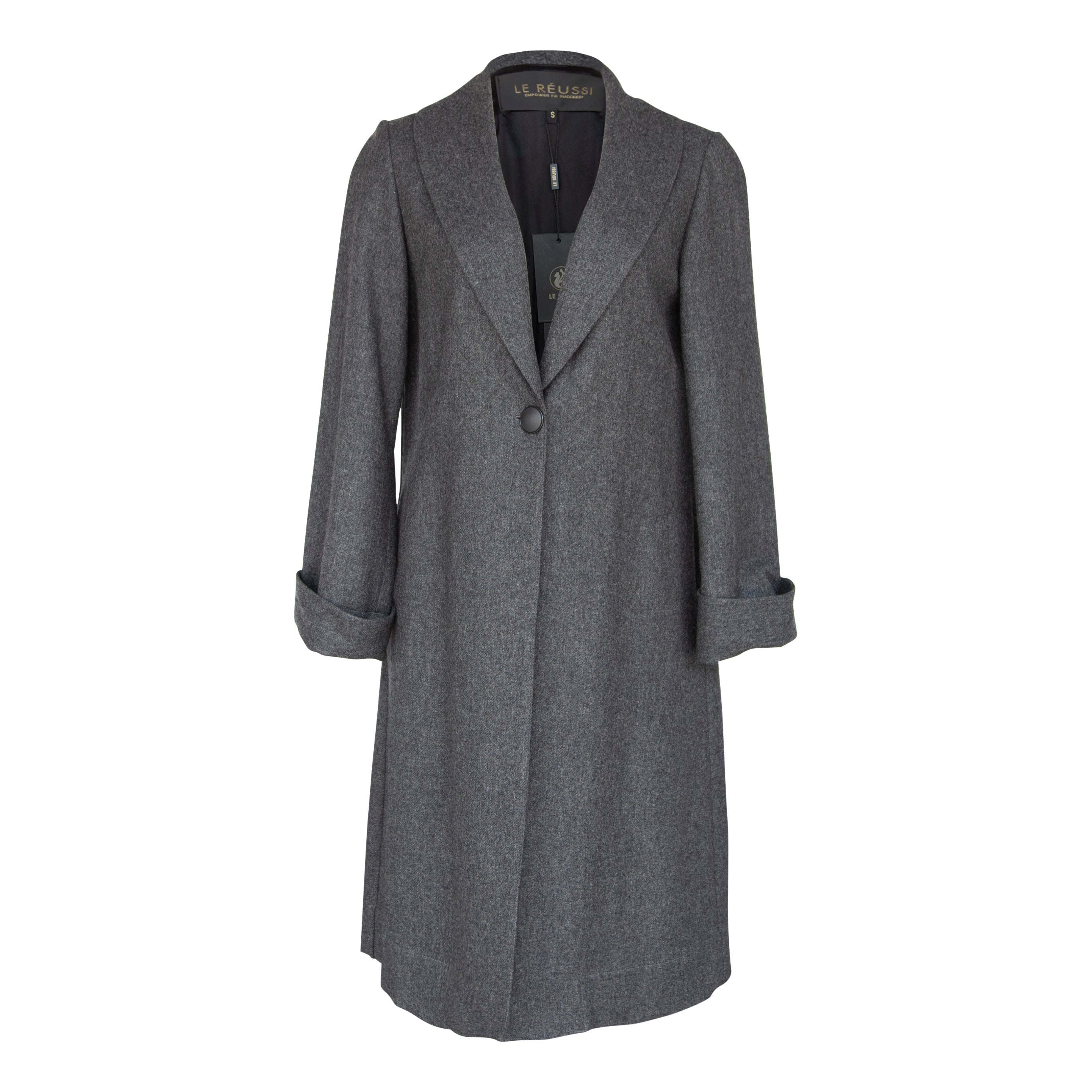 Women’s Worsted Flannel Long Jacket In Dark Grey Small Le Russi