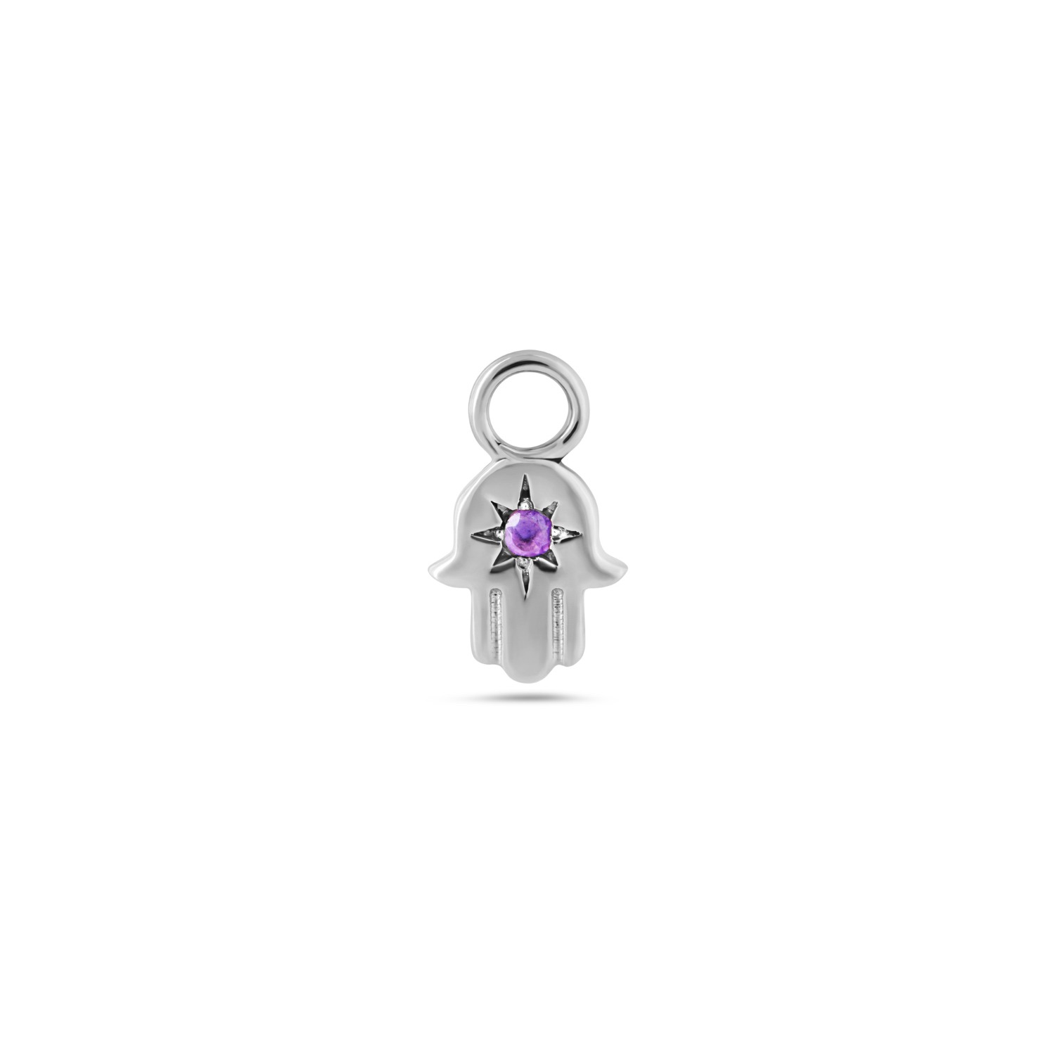 Women’s Pink / Purple Hand Of Fatima Amethyst Earring Charm Sterling Silver Zohreh V. Jewellery