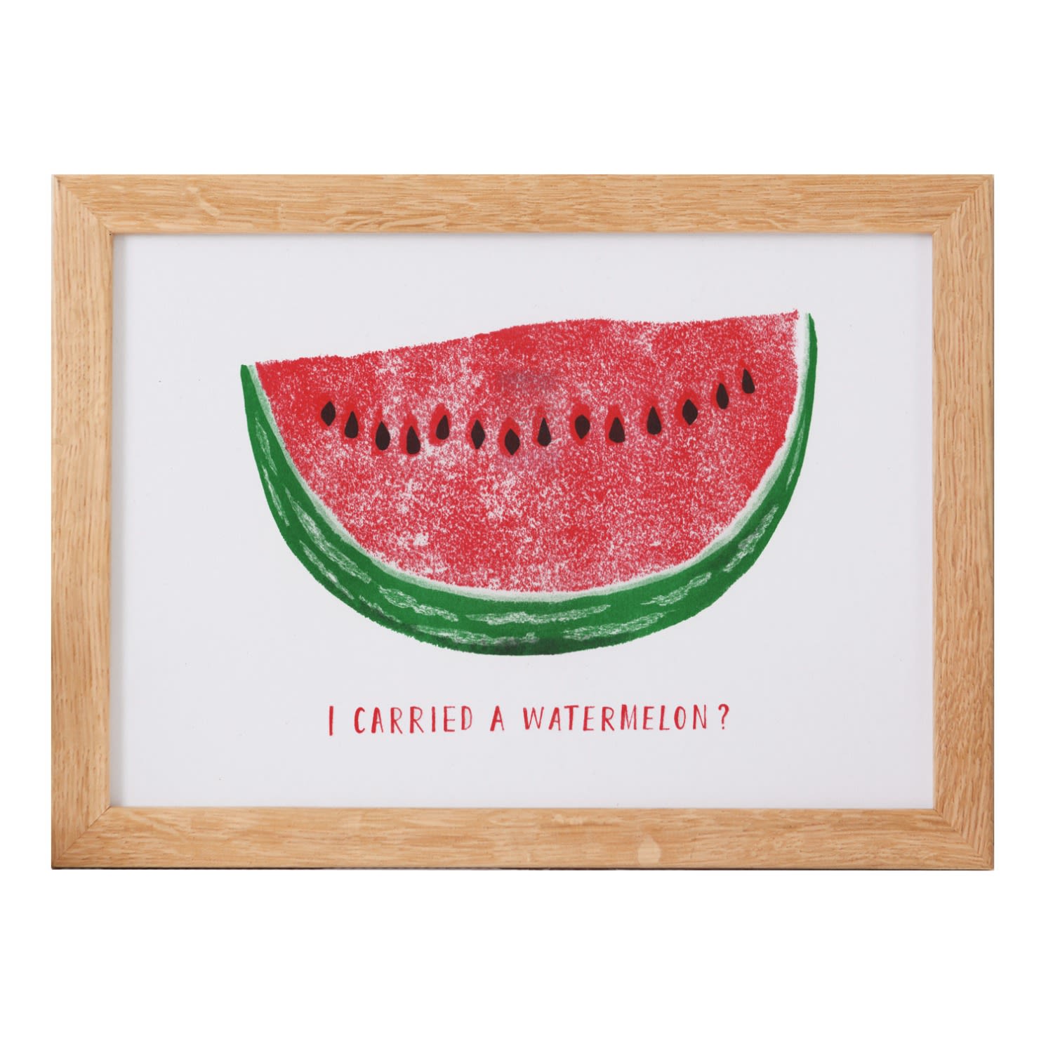 Green / Black / Red I Carried A Watermelon Risograph Print A4 210 X 297Mm Rosa & Clara Designs