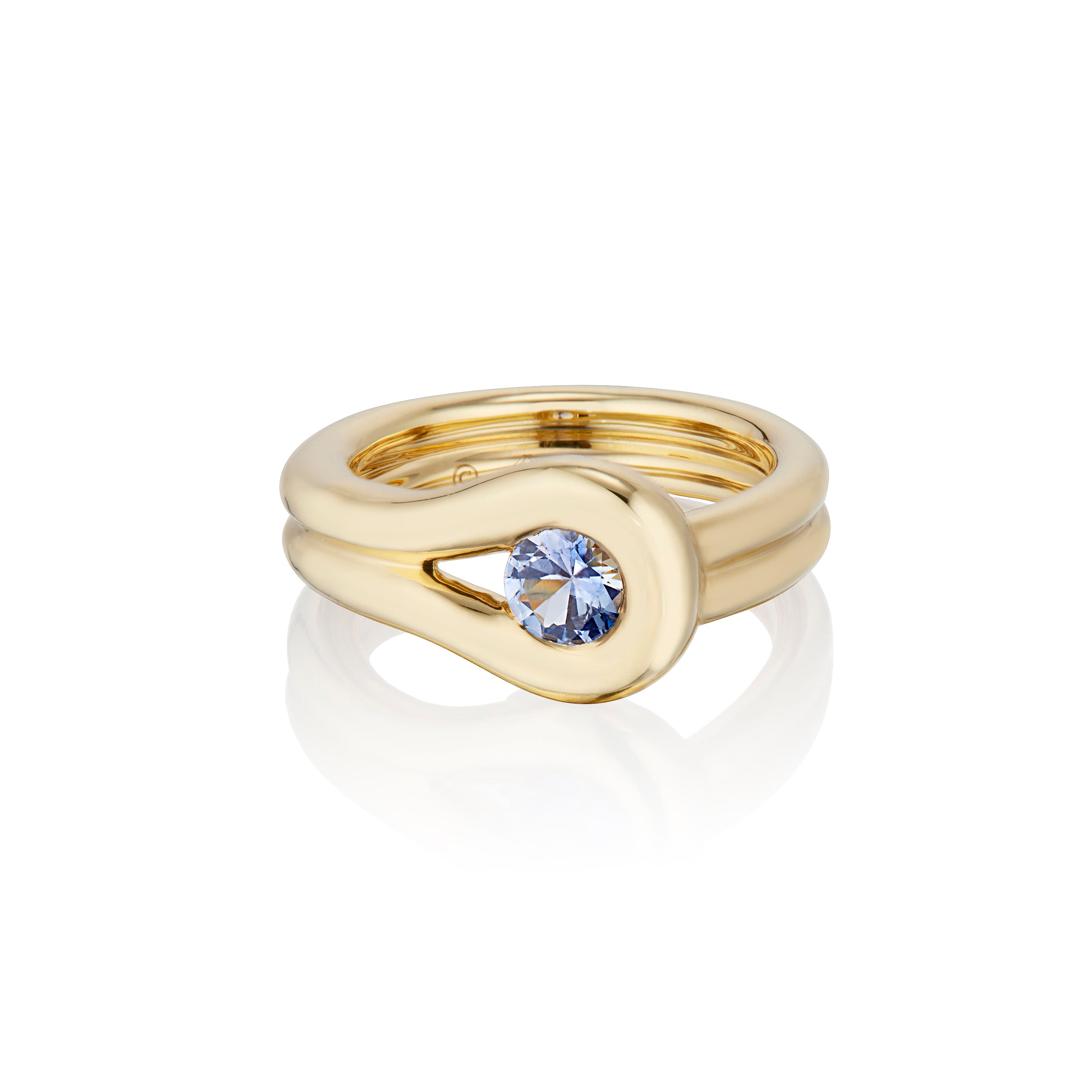 Women’s Gold / Blue Comet Statement Ring In 18K Yellow Gold & Blue Sapphire Hannah Allene