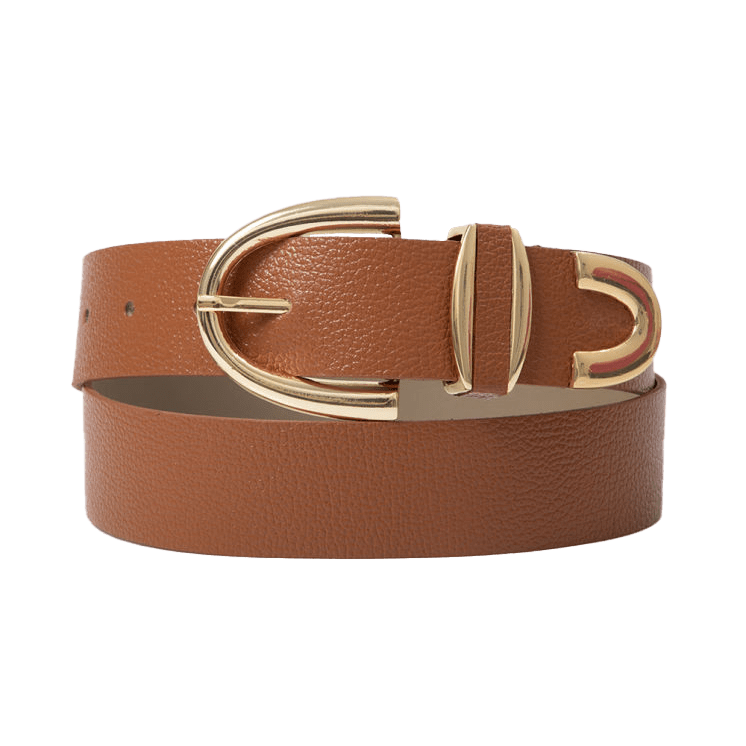 Women’s Brown Arch Buckle Leather Belt - Caramel Medium Beltbe