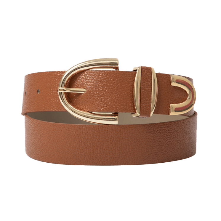 Women’s Brown Arch Buckle Leather Belt - Caramel Small Beltbe