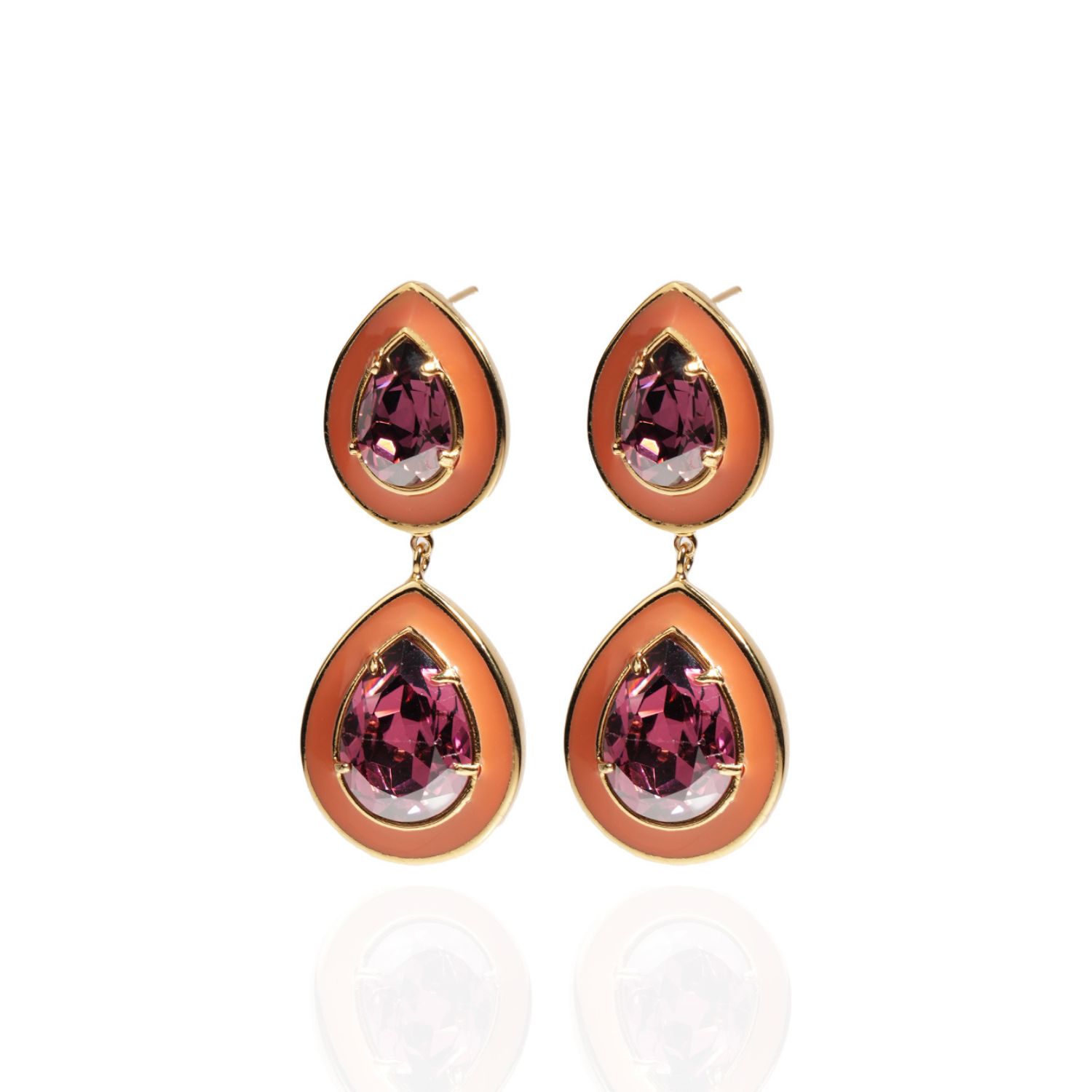 Women’s Gold Amber Statement Swarovski Earrings Lina Paris