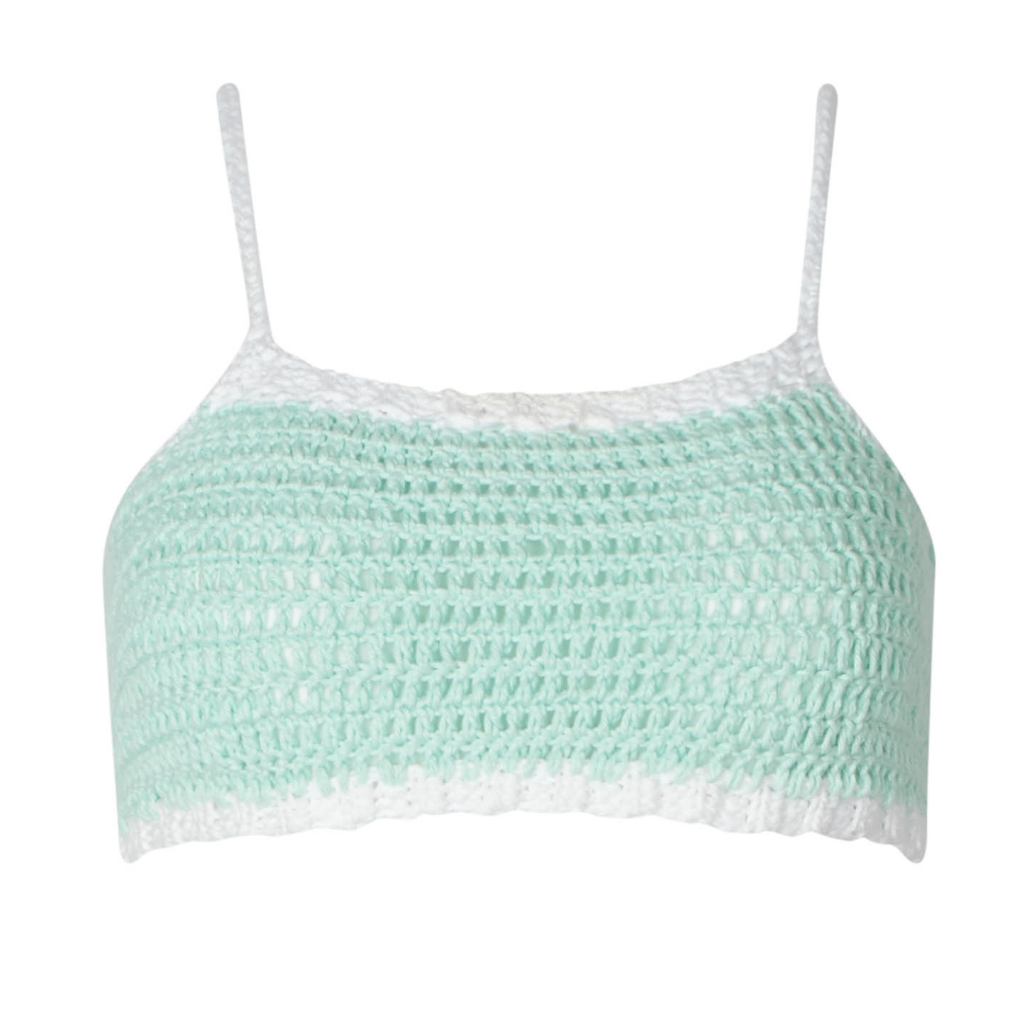 Women’s Gia Pastel Green Crochet Crop Top Medium Soah