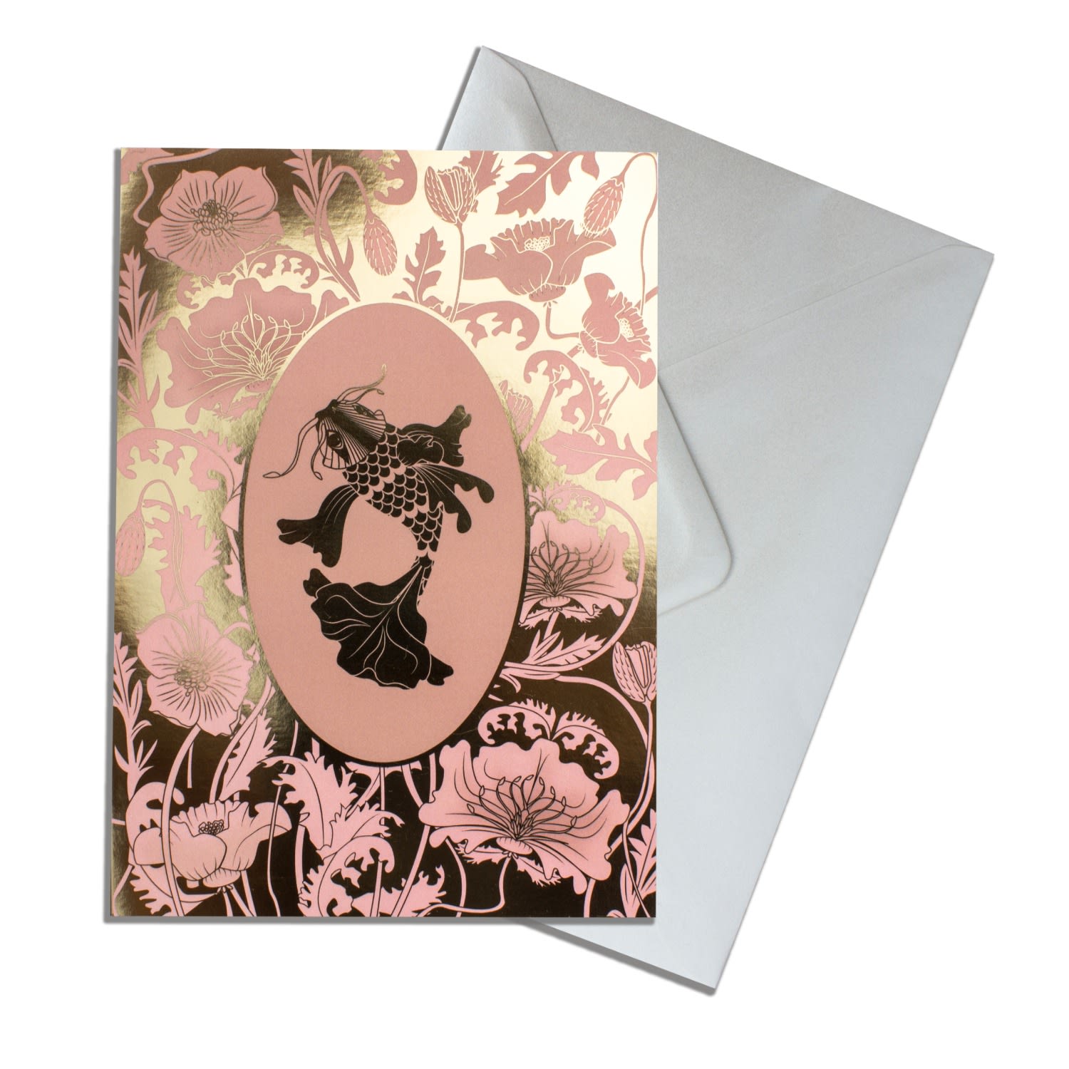 Pink / Purple / Gold Elemental Koi Gold Greeting Cards Pack Of 10 The Curious Department